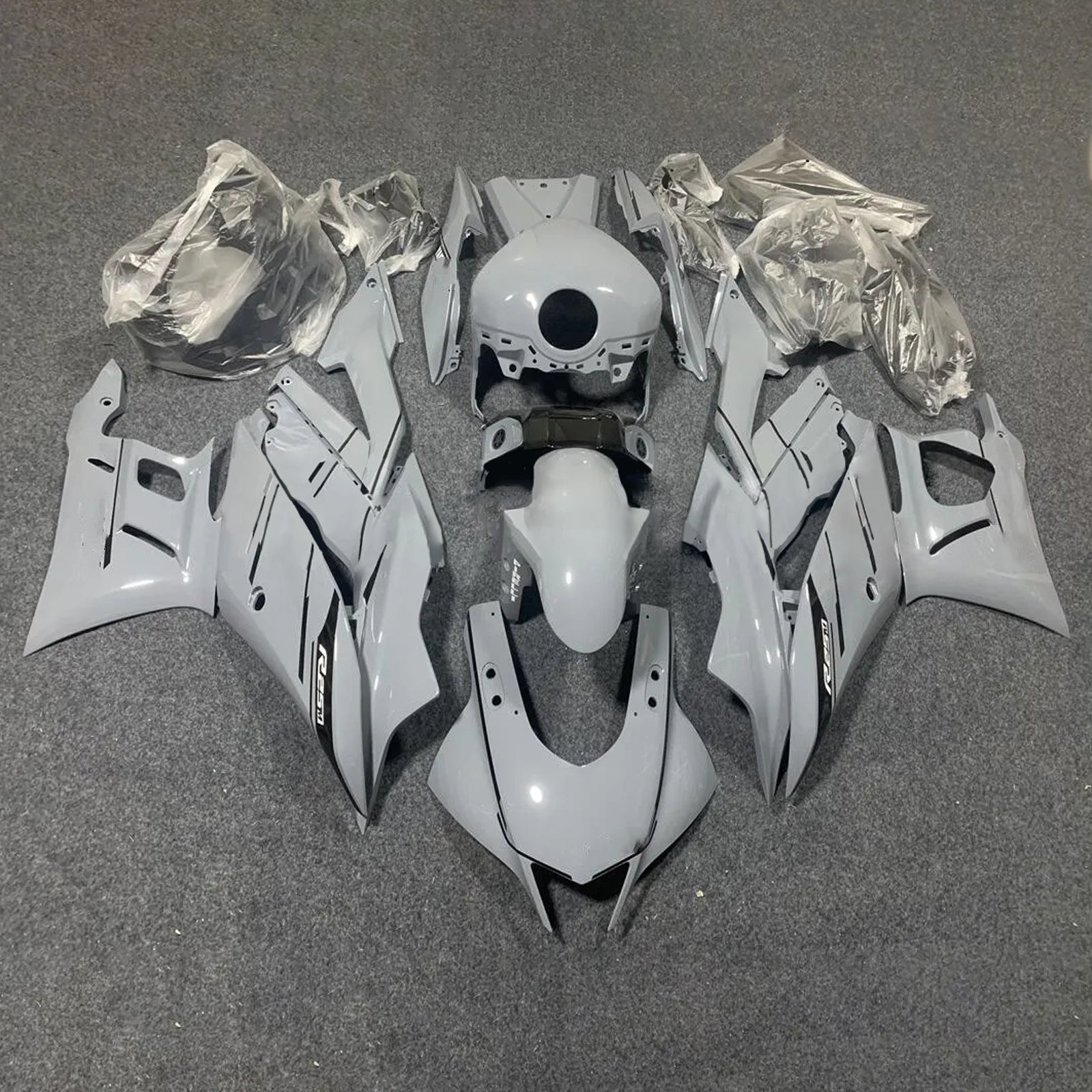 Amotopart 2019-2021 Yamaha YZF-R3 R25 Black White Fairing Kit