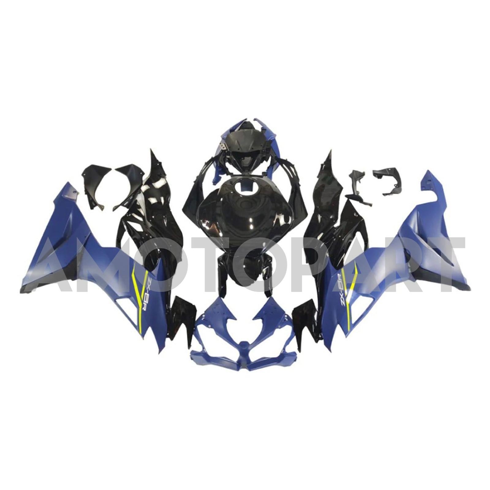 Amotopart 2019-2023 Kawasaki ZX6R Black Blue Fairing Kit