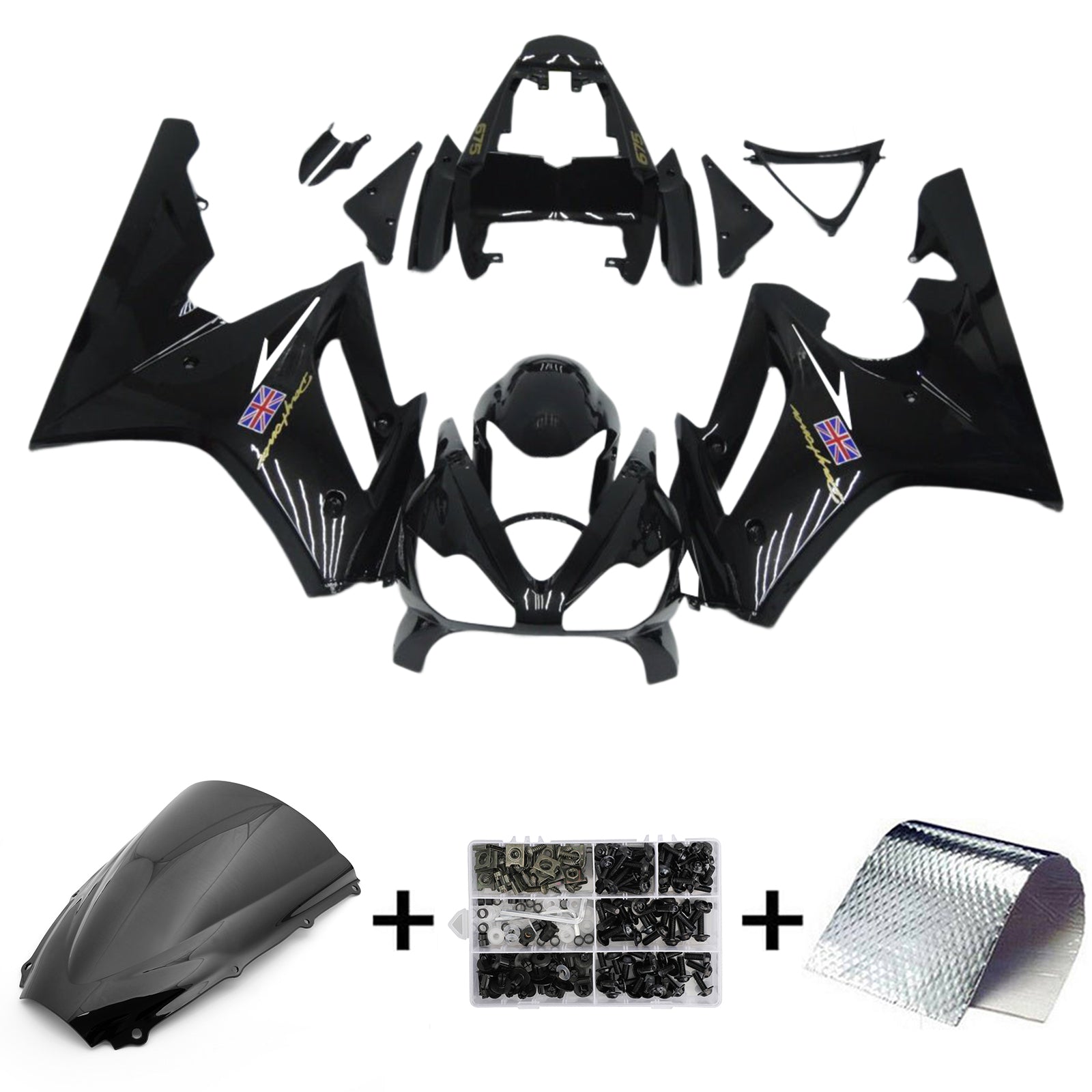 Amotopart 2006-2008 Triumph Daytona 675 Black Style1 Fairing Kit