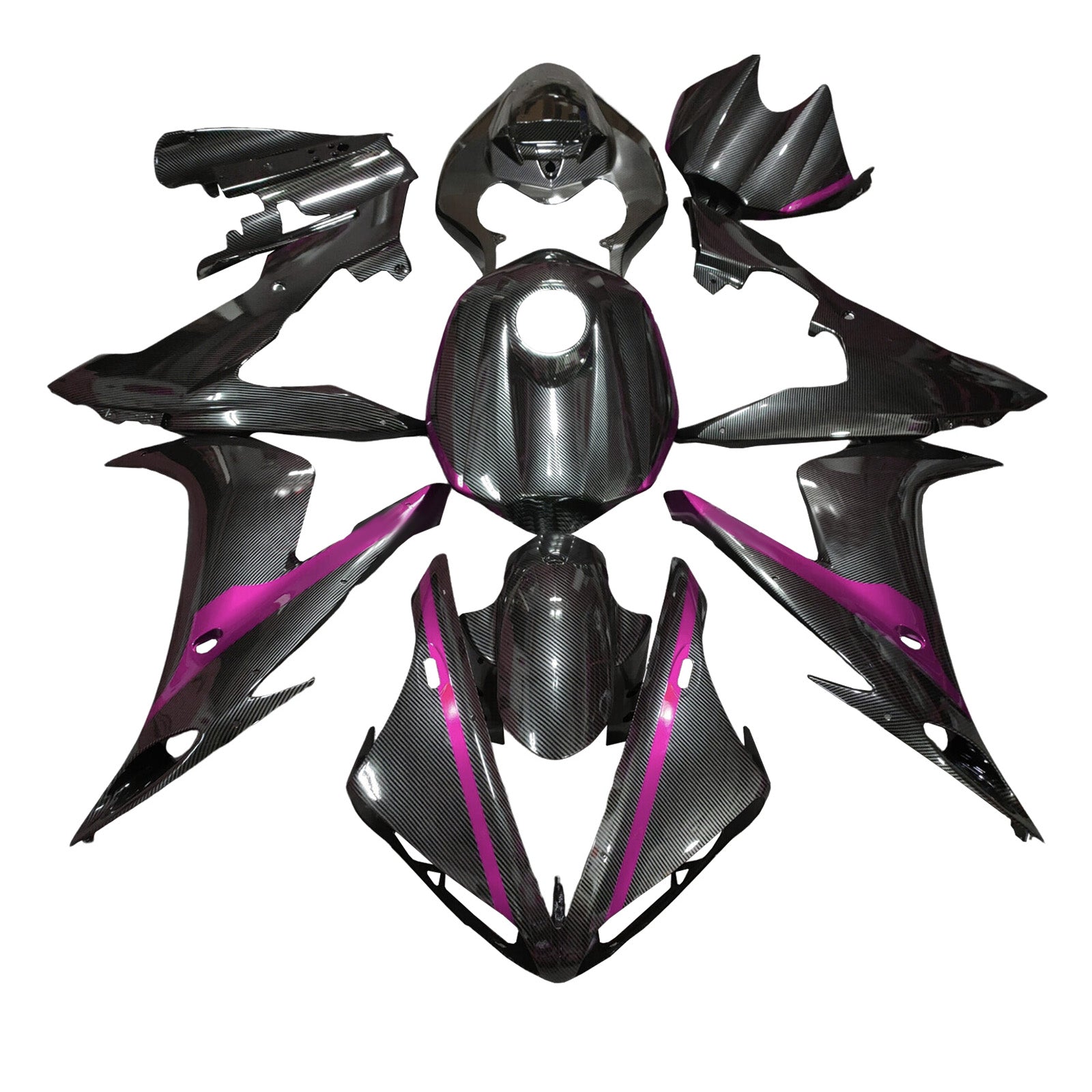 Amotopart 2004-2006 Yamaha YZF-R1 Carbon Fiber Pattern Purple Fairing Kit