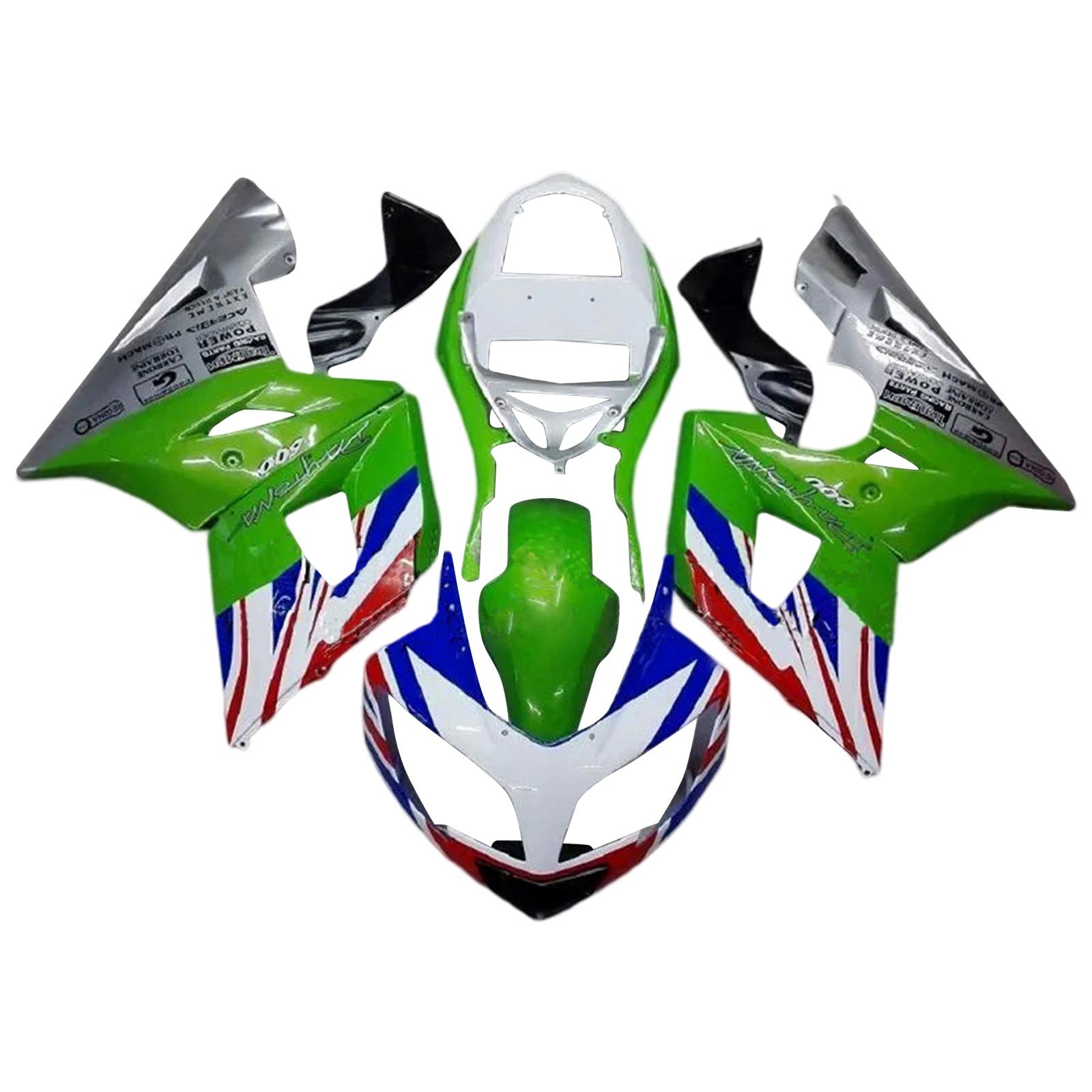 Amotopart 2002-2005 Triumph Daytona 600 650 Green with Flag Fairing Kit