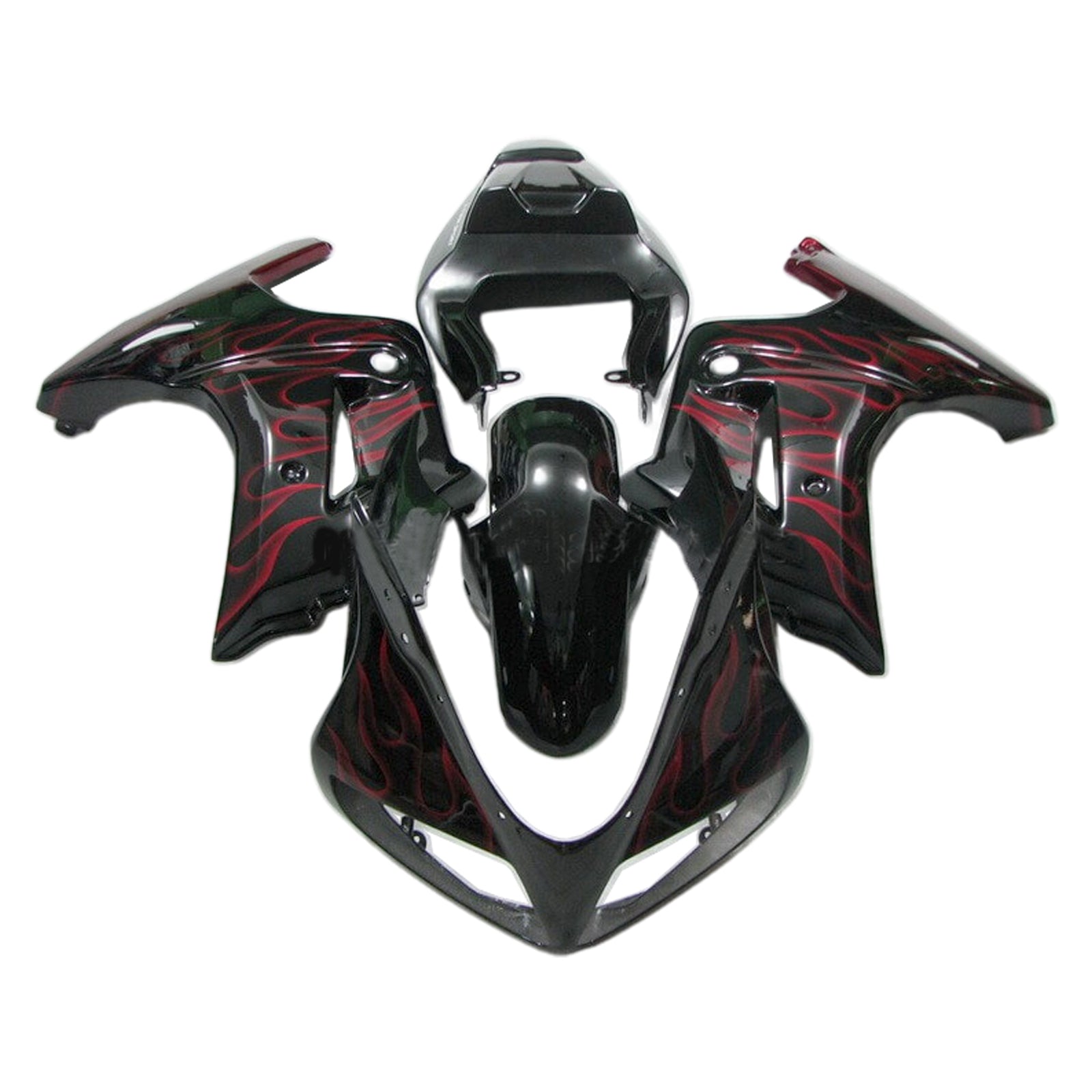 Amotopart 2003-2013 SV650 Suzuki Kit de carenado de llama negro y rojo