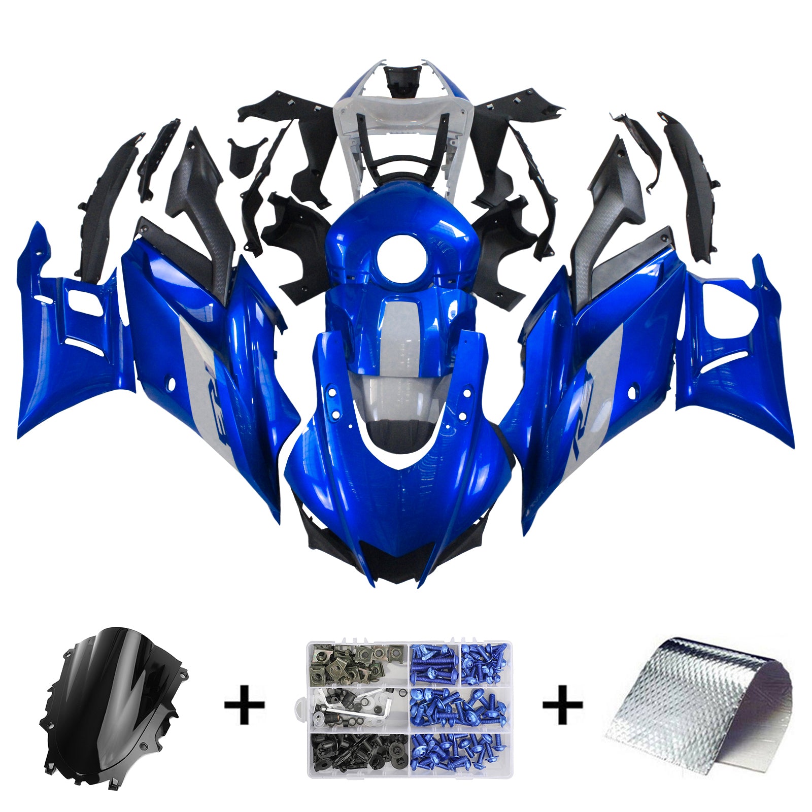 Kit de carénage bleu Amotopart 2019-2021 YZF-R3 R25 Yamaha