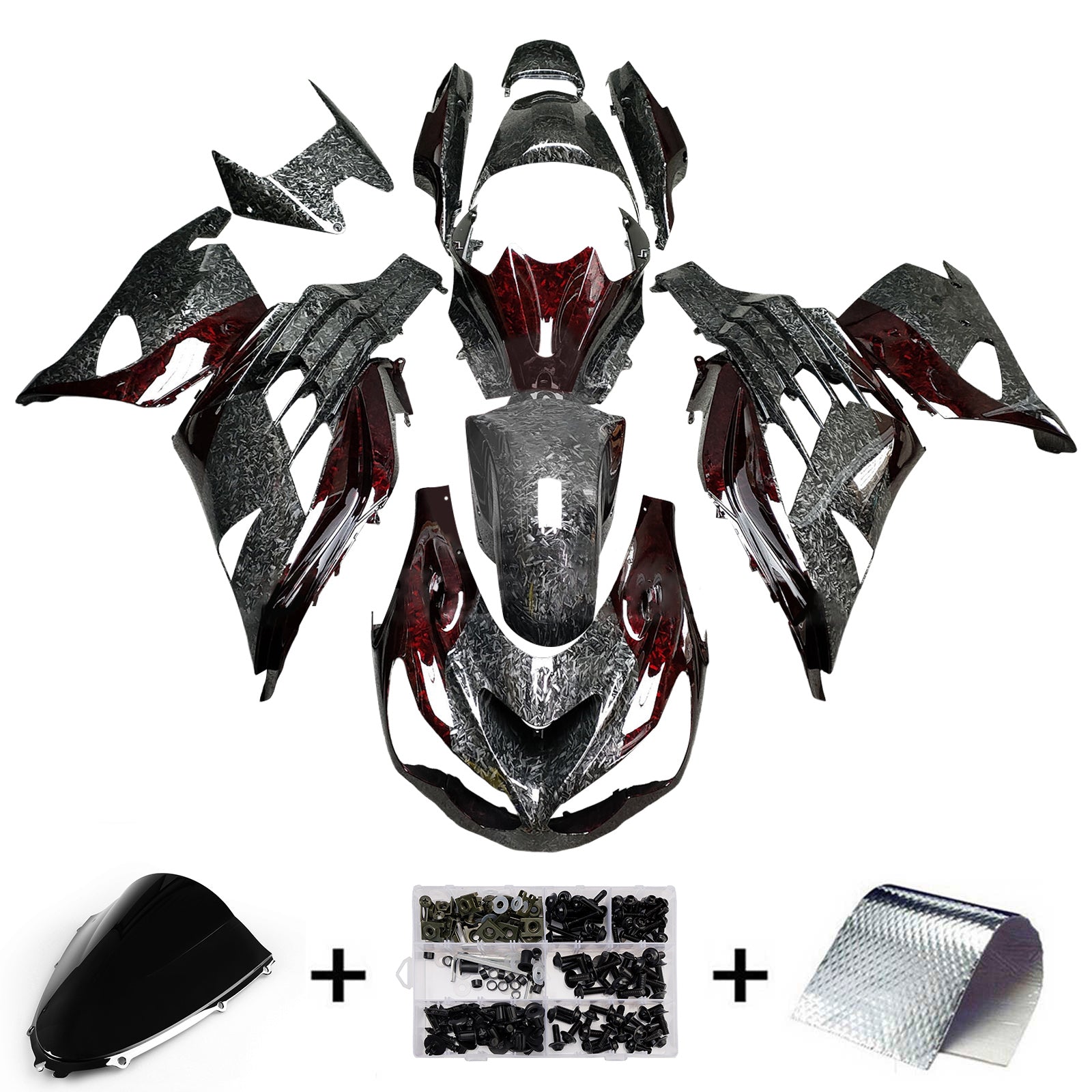 Amotopart 2012-2025 Kawasaki ZX14R ZZR1400 Forged Carbon Fiber Fairing