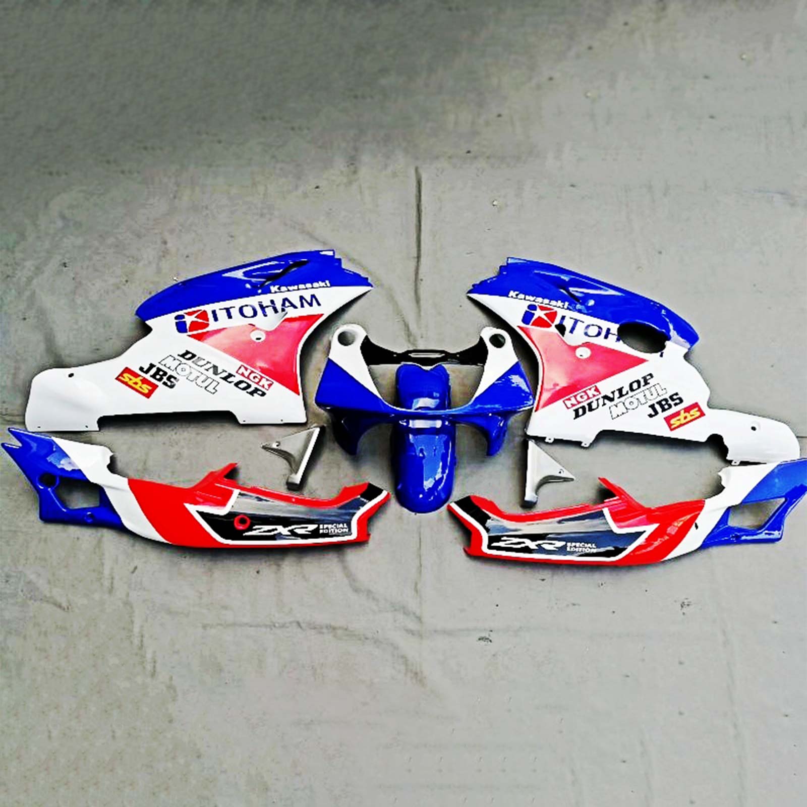 Amotopart 1992-1996 ZXR400 Kawasaki Blau-Rot-Verkleidungsset