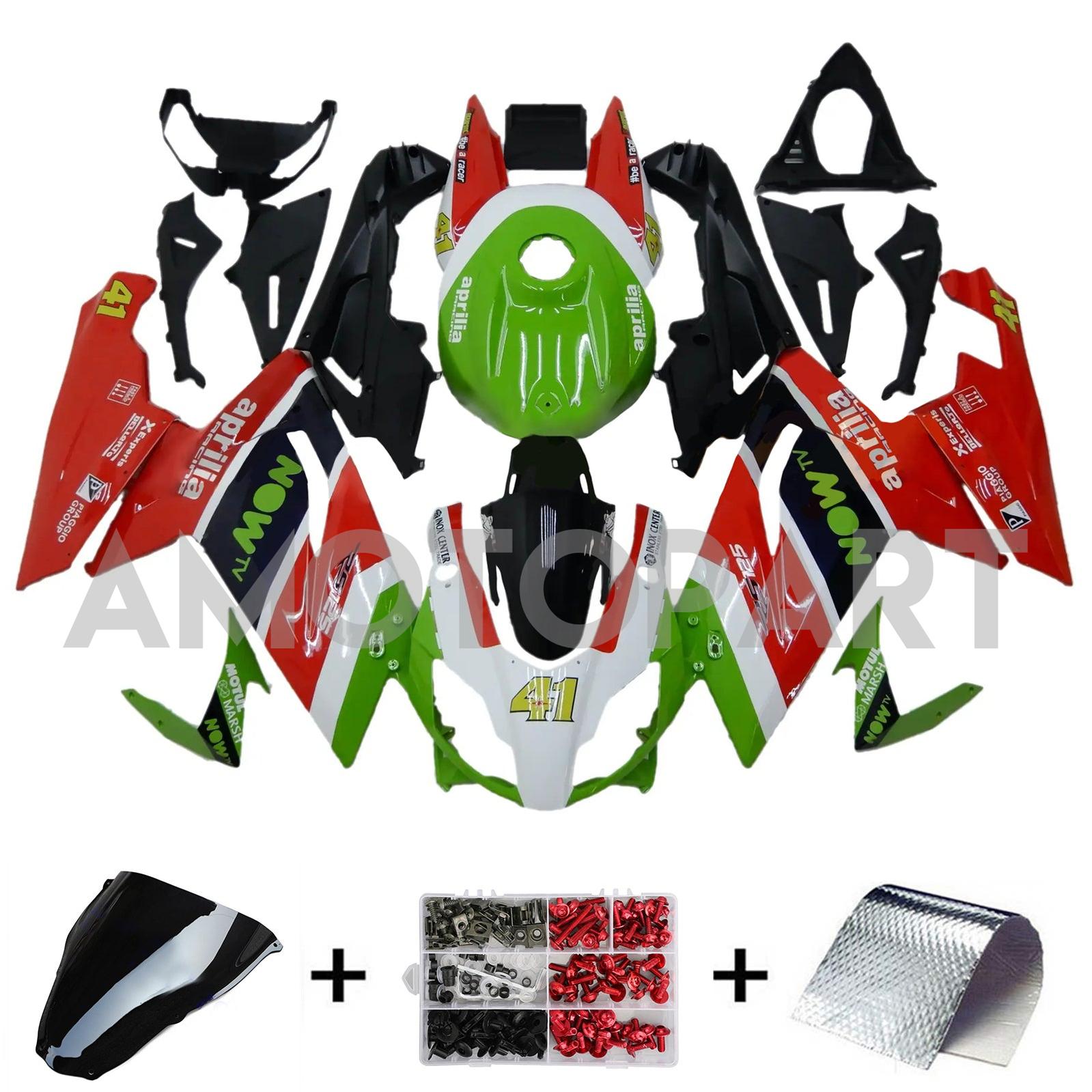 Amotopart 2006-2011 RS125 Aprilia Red&Green Style2 Fairing Kit