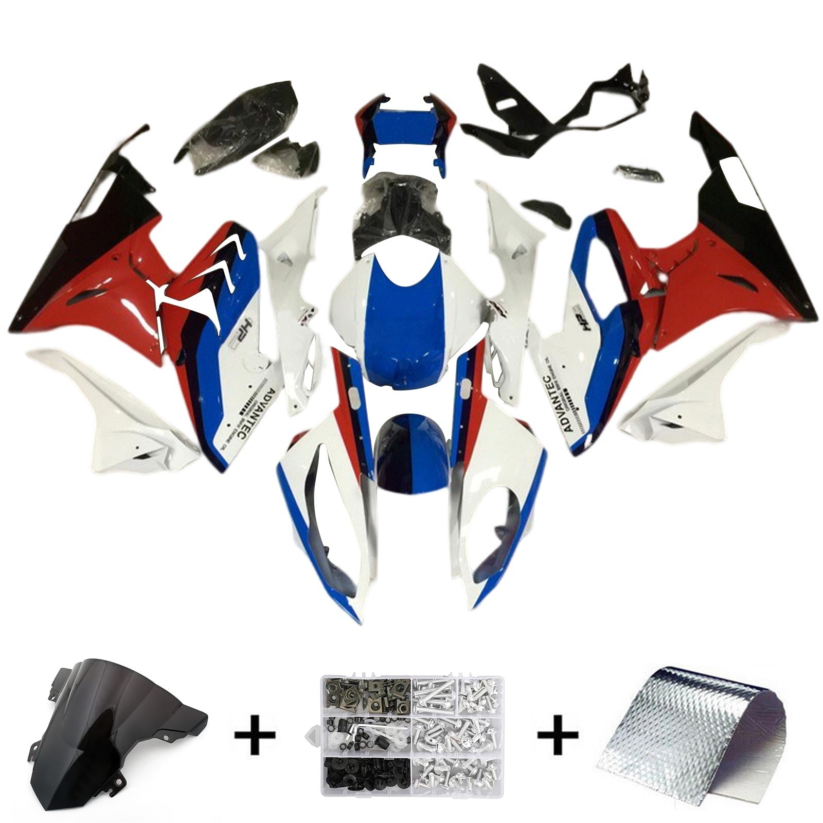 Amotopart BMW S1000RR 2017-2018 ブルー & レッド スタイル 8 フェアリング キット