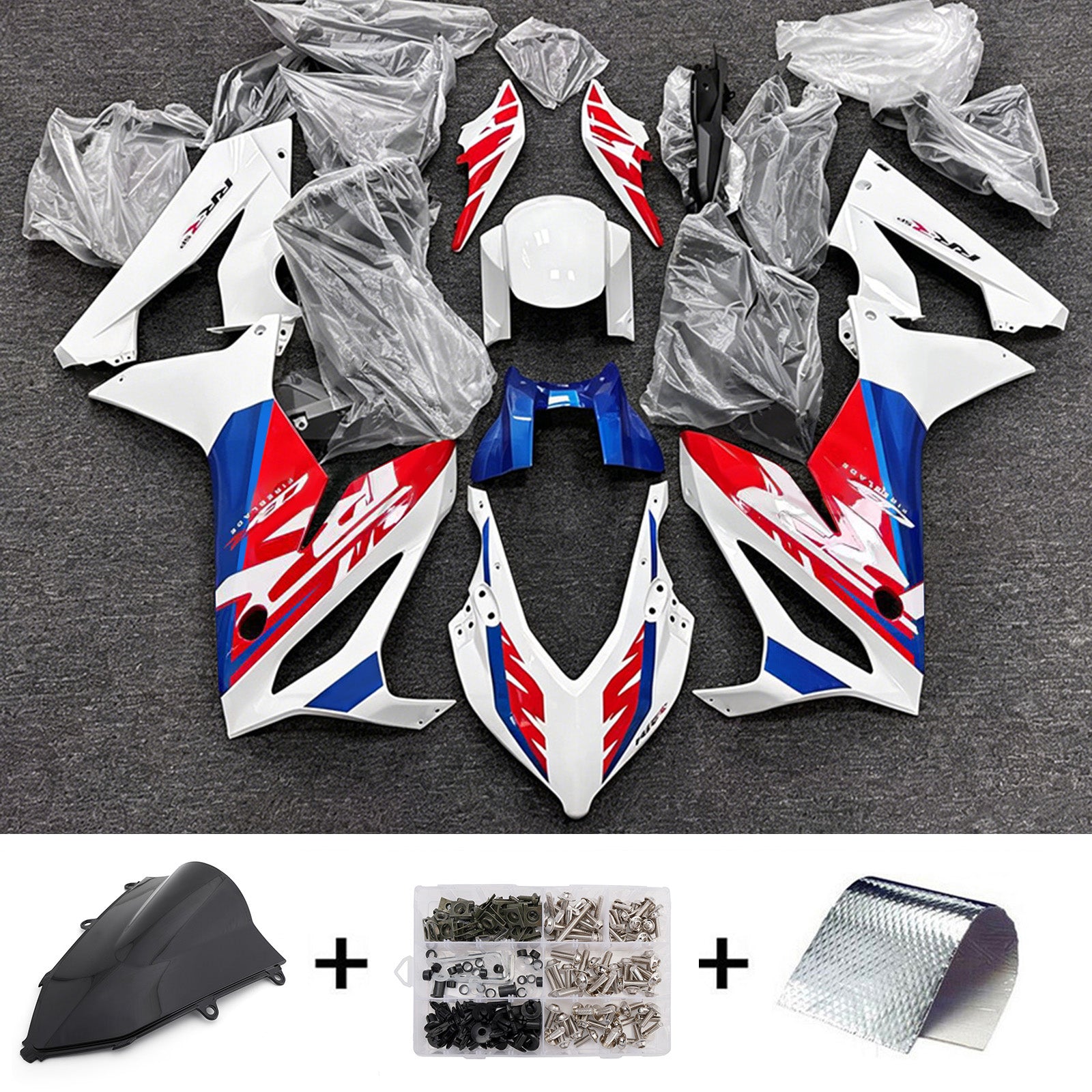 Amotopart 2019-2020 Honda CBR650R White/Red/Blue Fairing Kit
