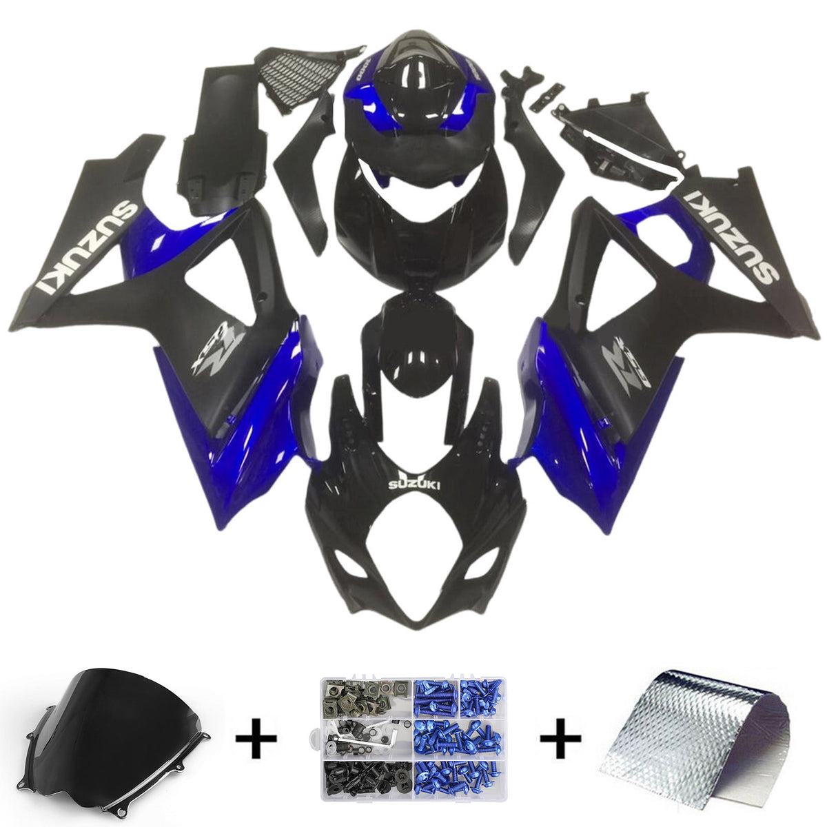 Amotopart 2007-2008 K7 GSXR1000 Suzuki Bleu et Noir Style1 Kit de carénage