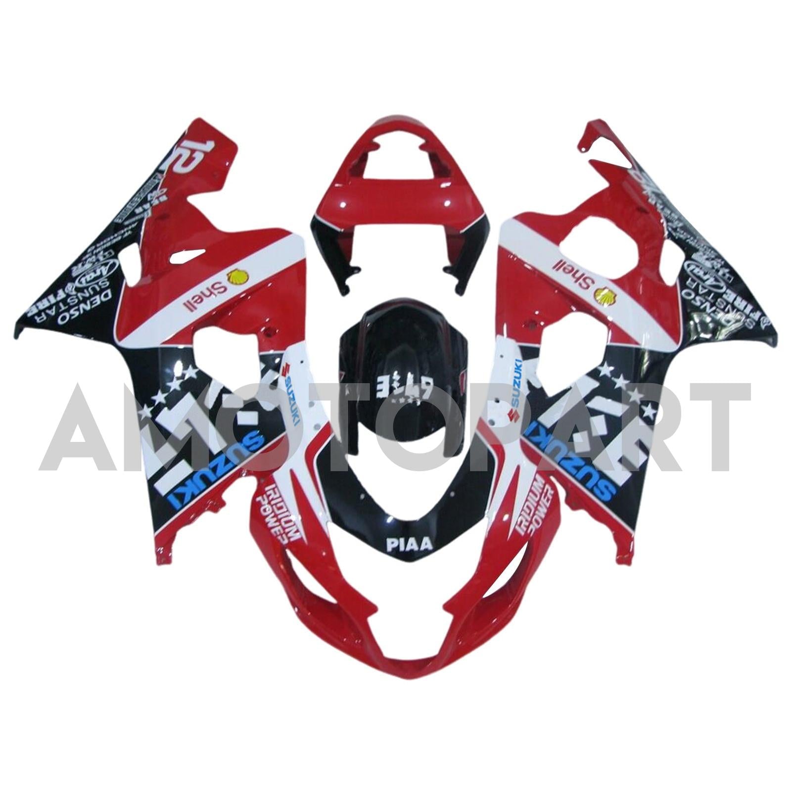 Amotopart 2004-2005 K4 GSXR 600/750 Suzuki Kit carena giapponese rosso e nero