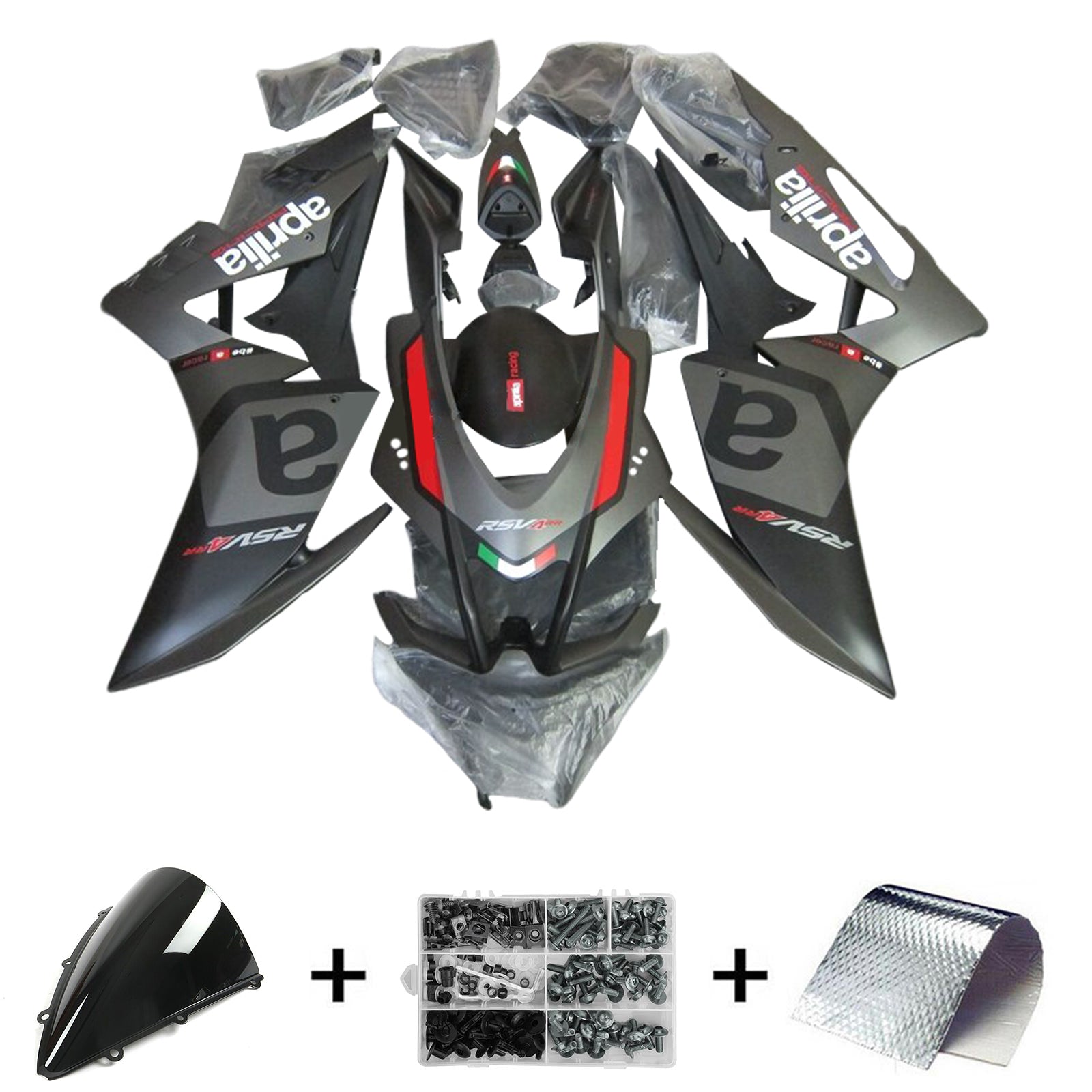 Amotopart Aprilia 2016-2020 RSV4 1000 レッド & ブラック Styl3 フェアリングキット