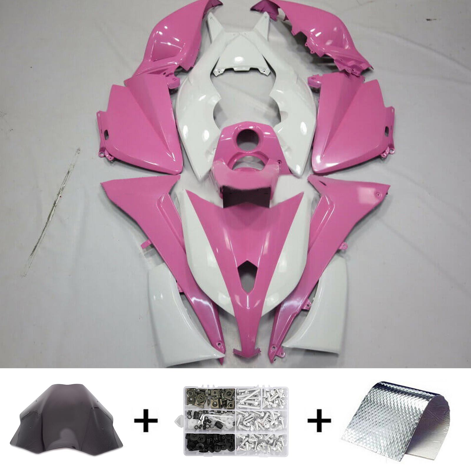 Amotopart 2012-2014 Yamaha T-Max TMAX530 Kit de carenado rosa y blanco