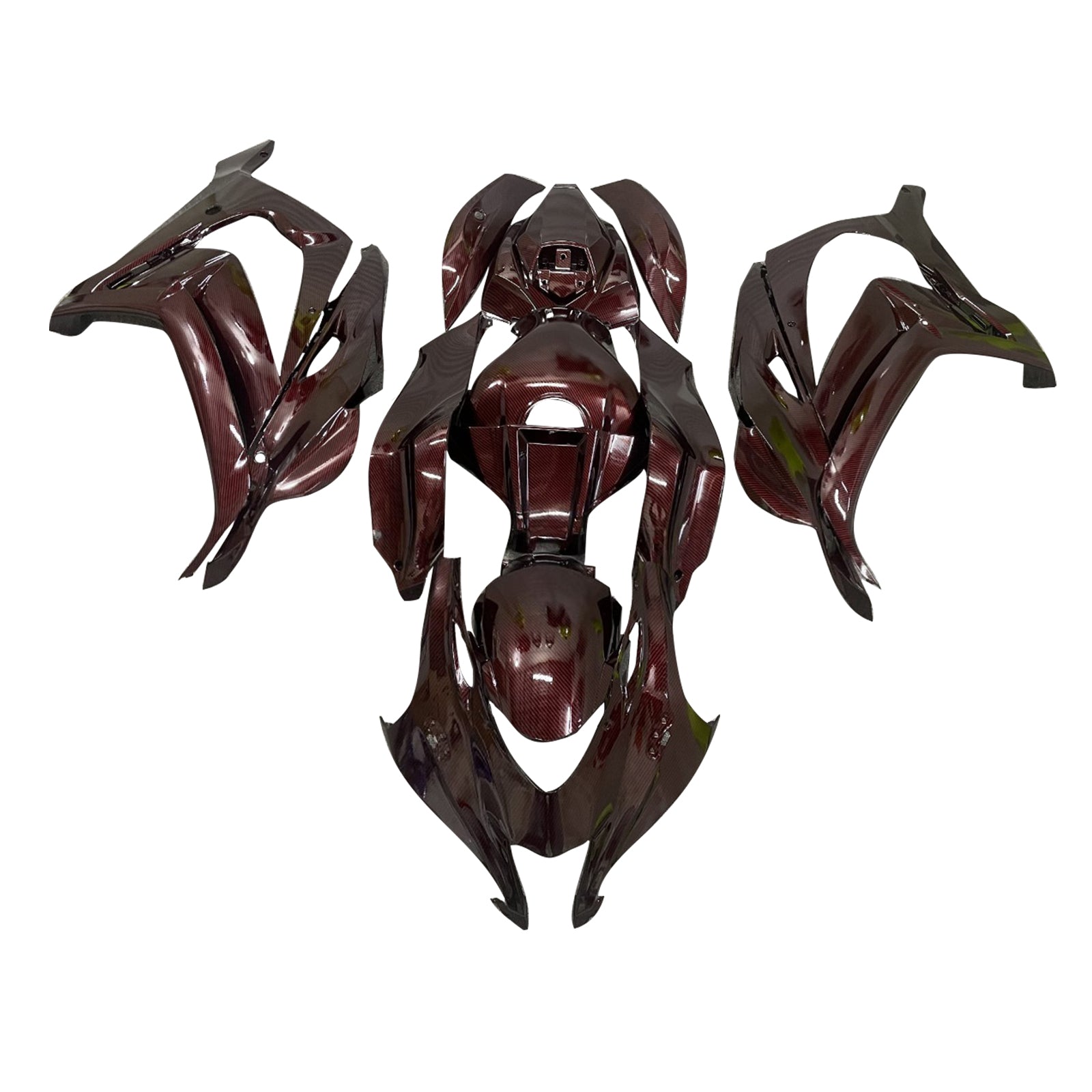 Amotopart 2016-2020 Kawasaki ZX10R Red Carbon Fiber Pattern Fairing Kit