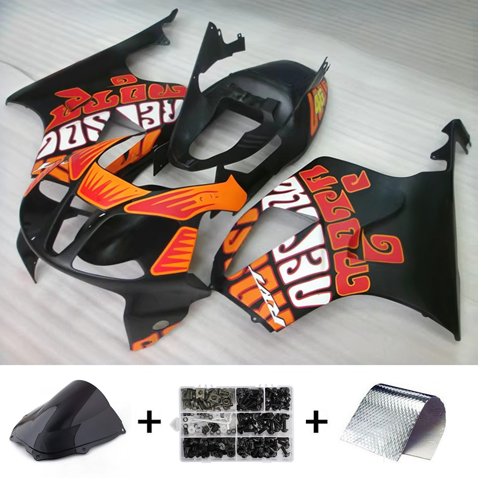 Amotopart 2000-2006 Honda VTR1000 RC51 Black/Orange Fairing Kit