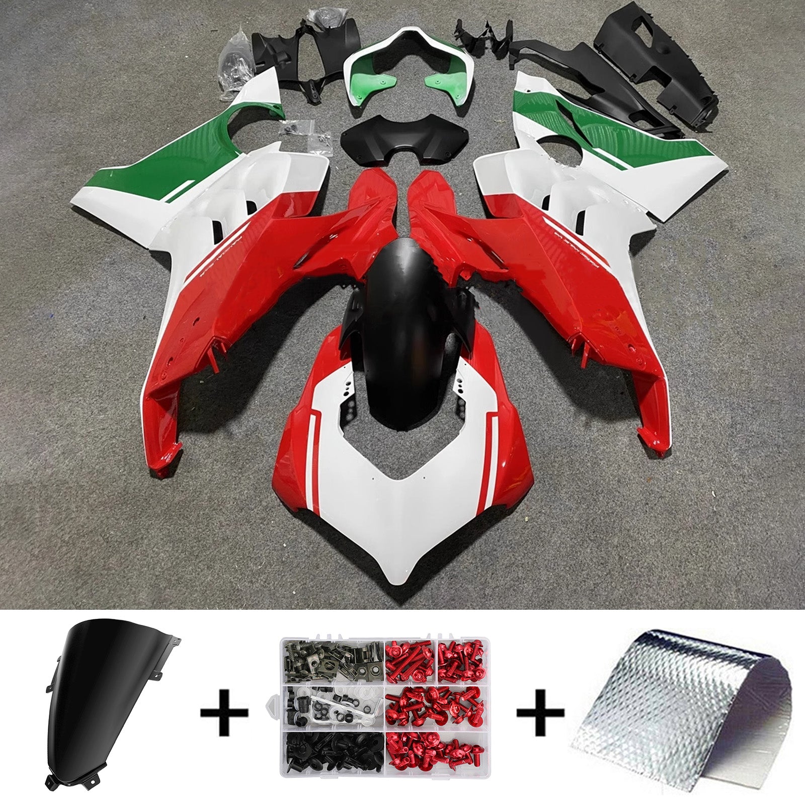 Amotopart Ducati Panigale 20-21 V4 V4S & 21-22 V4SP & 19-22 V4R Kit de carenado negro blanco rojo verde