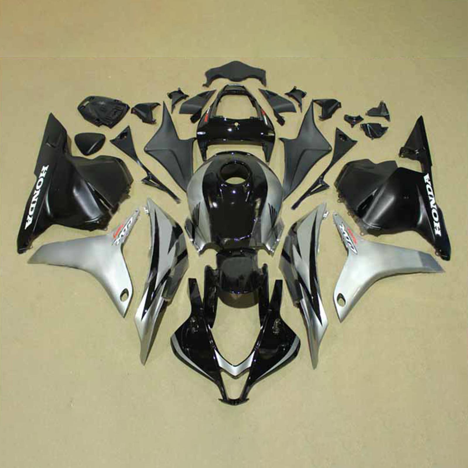 Amotopart 2009–2012 Honda CBR600RR Schwarz-Grau-Verkleidungsset