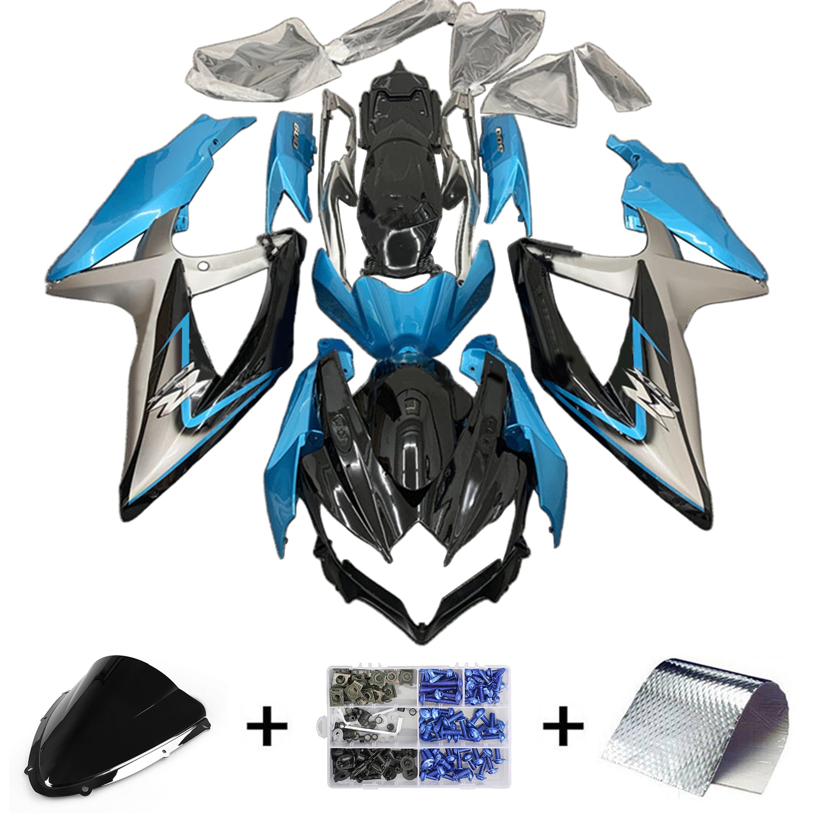 Amotopart 2008-2010 Suzuki GSXR 600/750 K8 Blue&Grey Fairing Kit