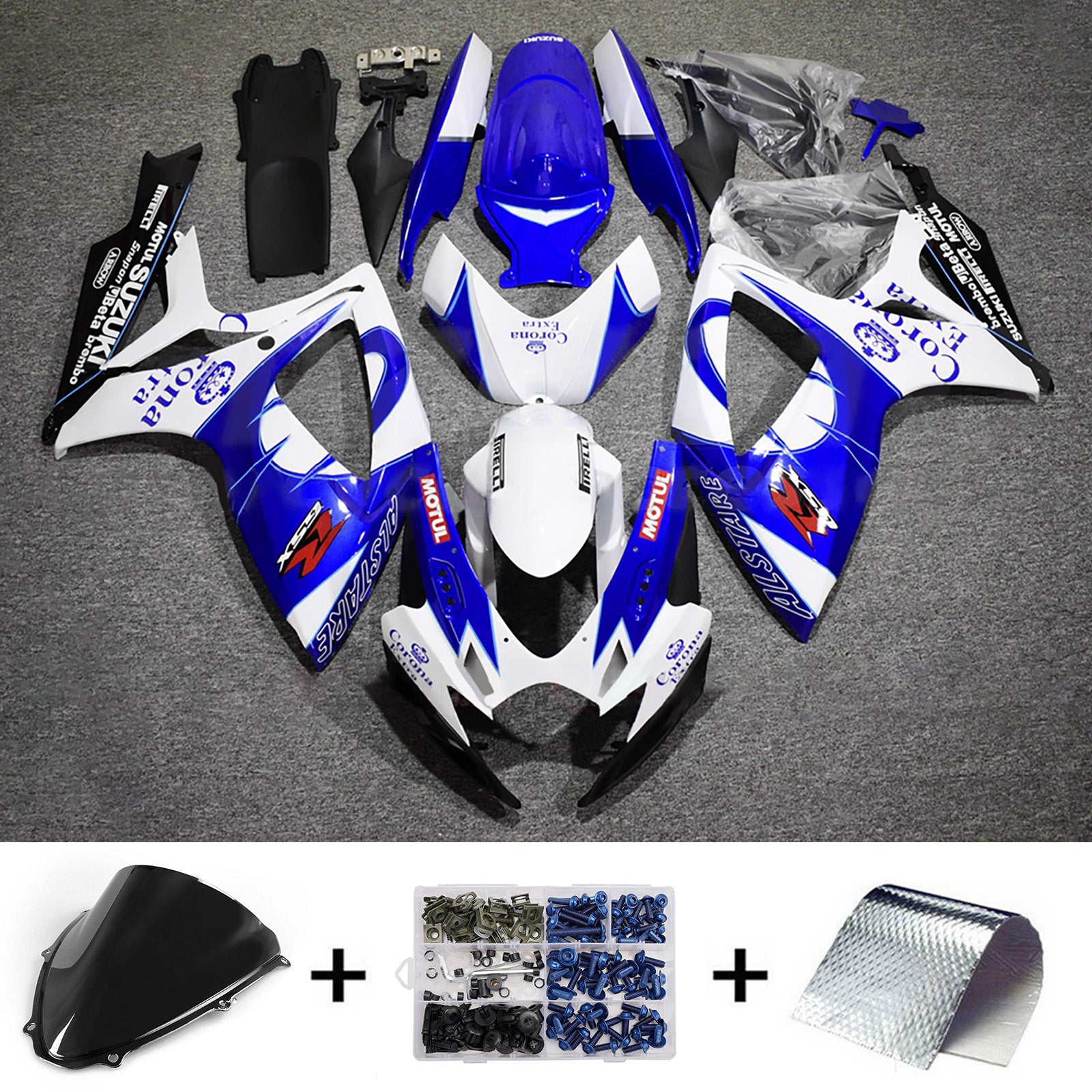 Amotopart 2006-2007 Suzuki GSXR 600/750 Blue White Black Fairing Kit