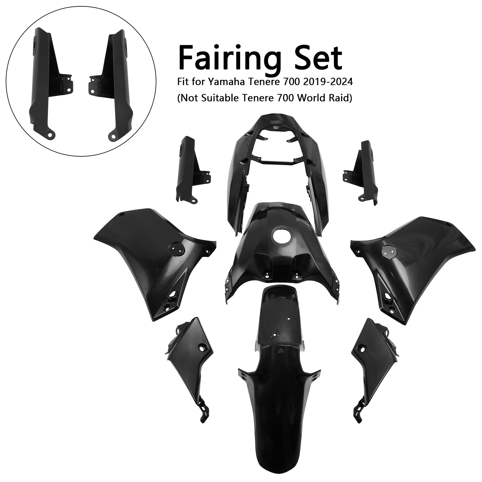 Amotopart 2019-2024 Yamaha Tenere 700 Unpainted Fairing Kit