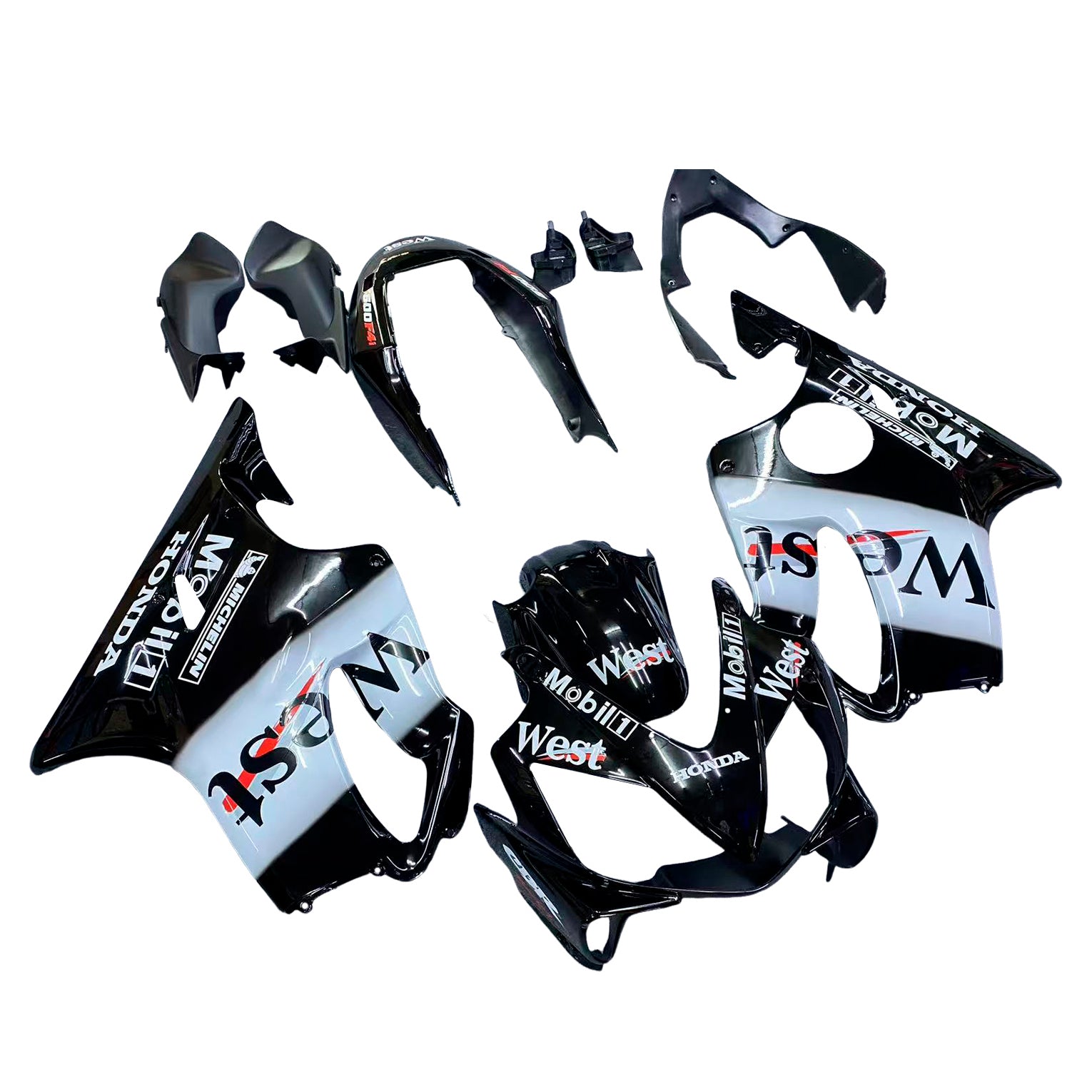Amotopart 2004-2007 Honda CBR600 F4i Black White Fairing Kit