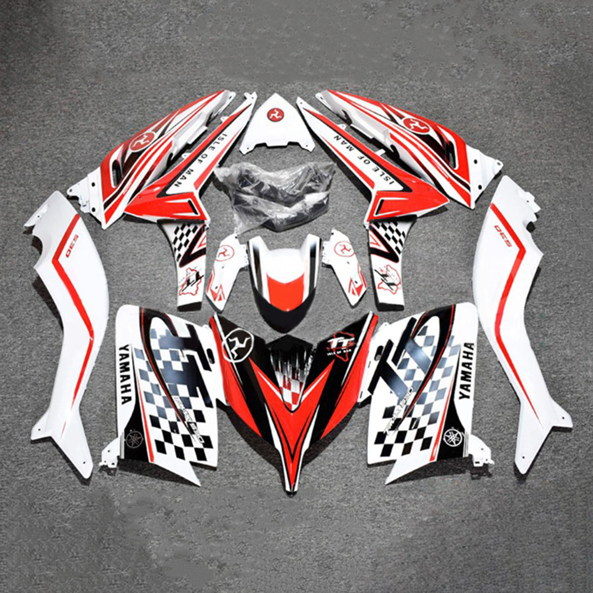 Amotopart 2015-2016 Yamaha T-Max TMAX530 Fairing Red&White Checkerboard Style1 Kit