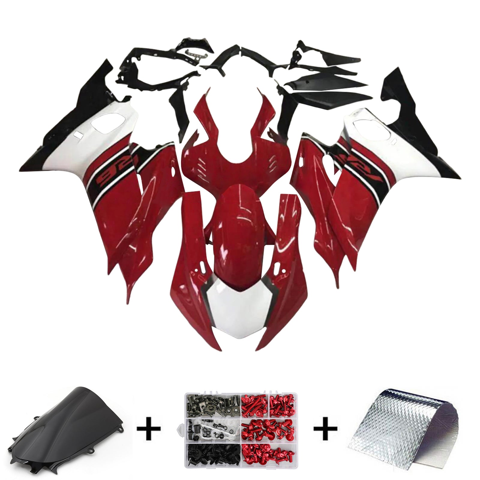 Amotopart 2017-2023 Yamaha YZF R6 Black White Red Fairing Kit