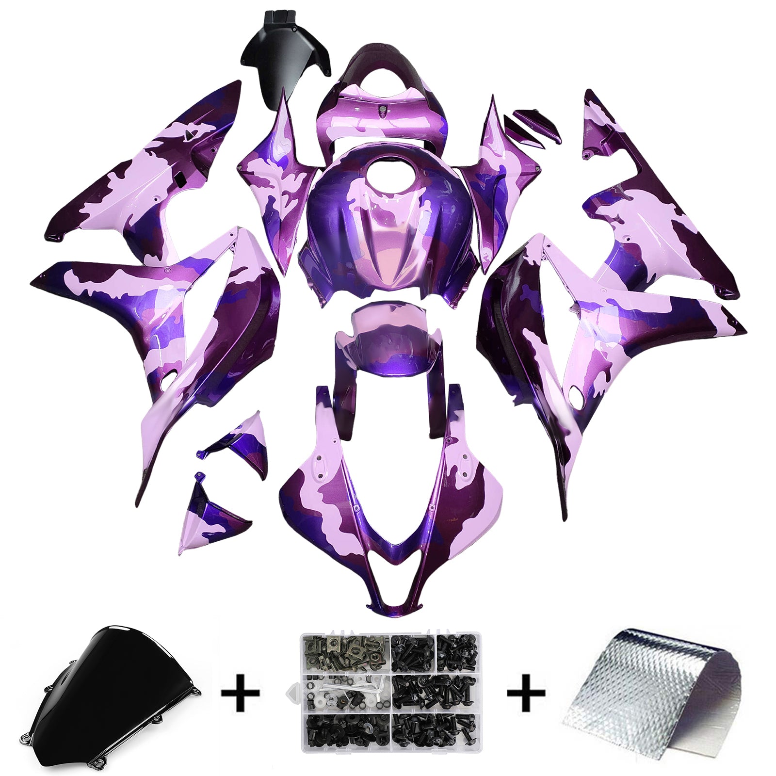 Amotopart 2007-2008 Honda CBR600RR Kit de carénage violet rose