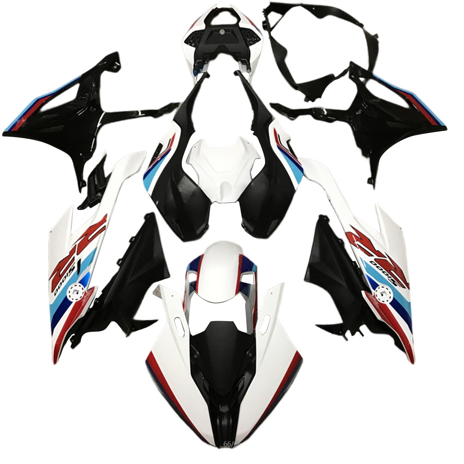 Amotopart BMW S1000RR 2019-2022 Kit de carénage bleu et rouge Style 10