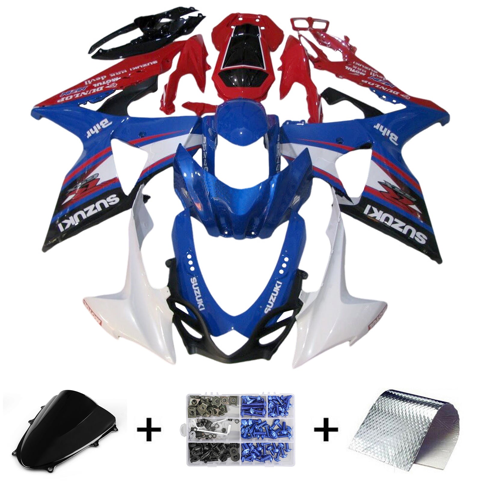 Amotopart 2009-2016 K9 GSXR1000 Suzuki Blue&Red Fairing Kit