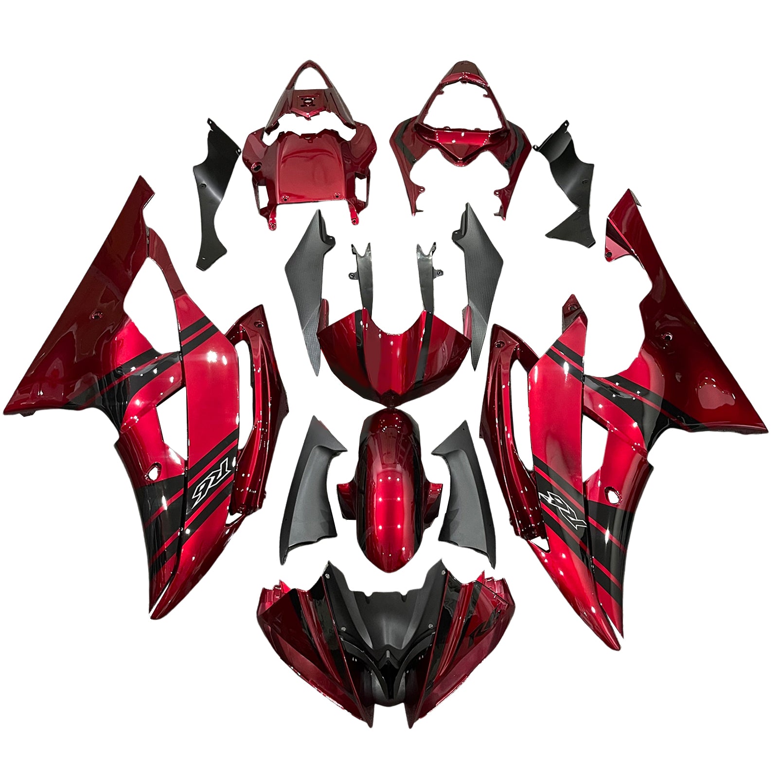 Amotopart 2008-2016 Yamaha YZF 600 R6 Kit de carenado rojo y negro brillante