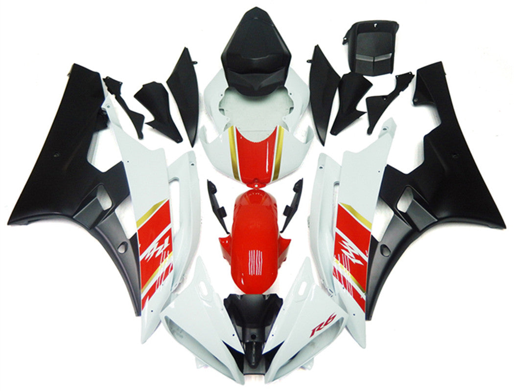 Kit de carenado Amotopart Yamaha YZF 600 R6 2006-2007 rojo y blanco