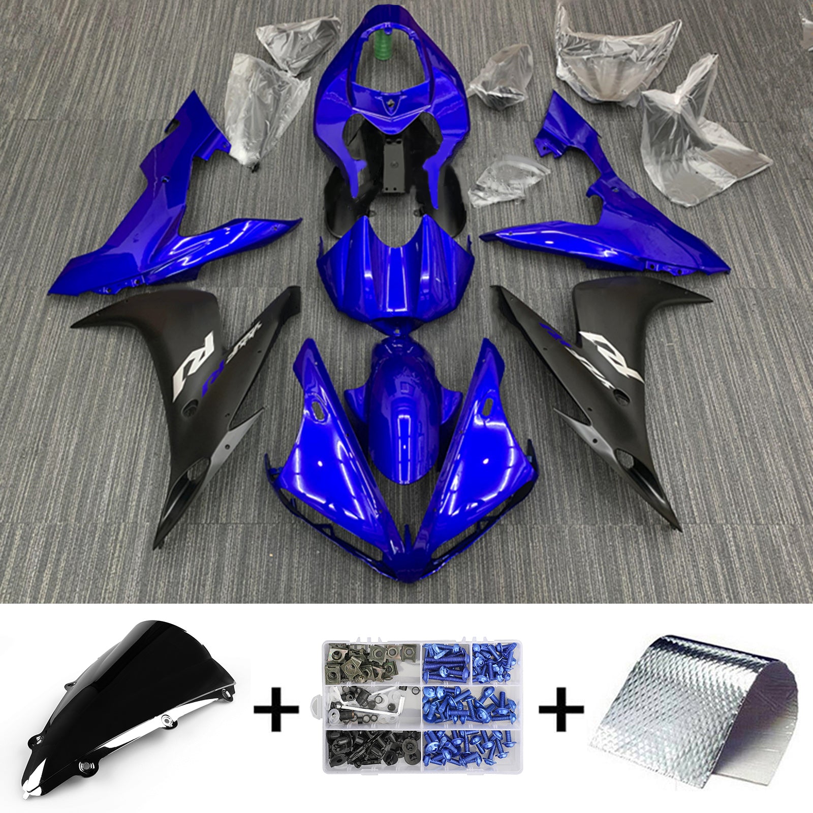 Amotopart 2004-2006 YZF 1000 R1 ヤマハ ブルー&ブラック フェアリングキット