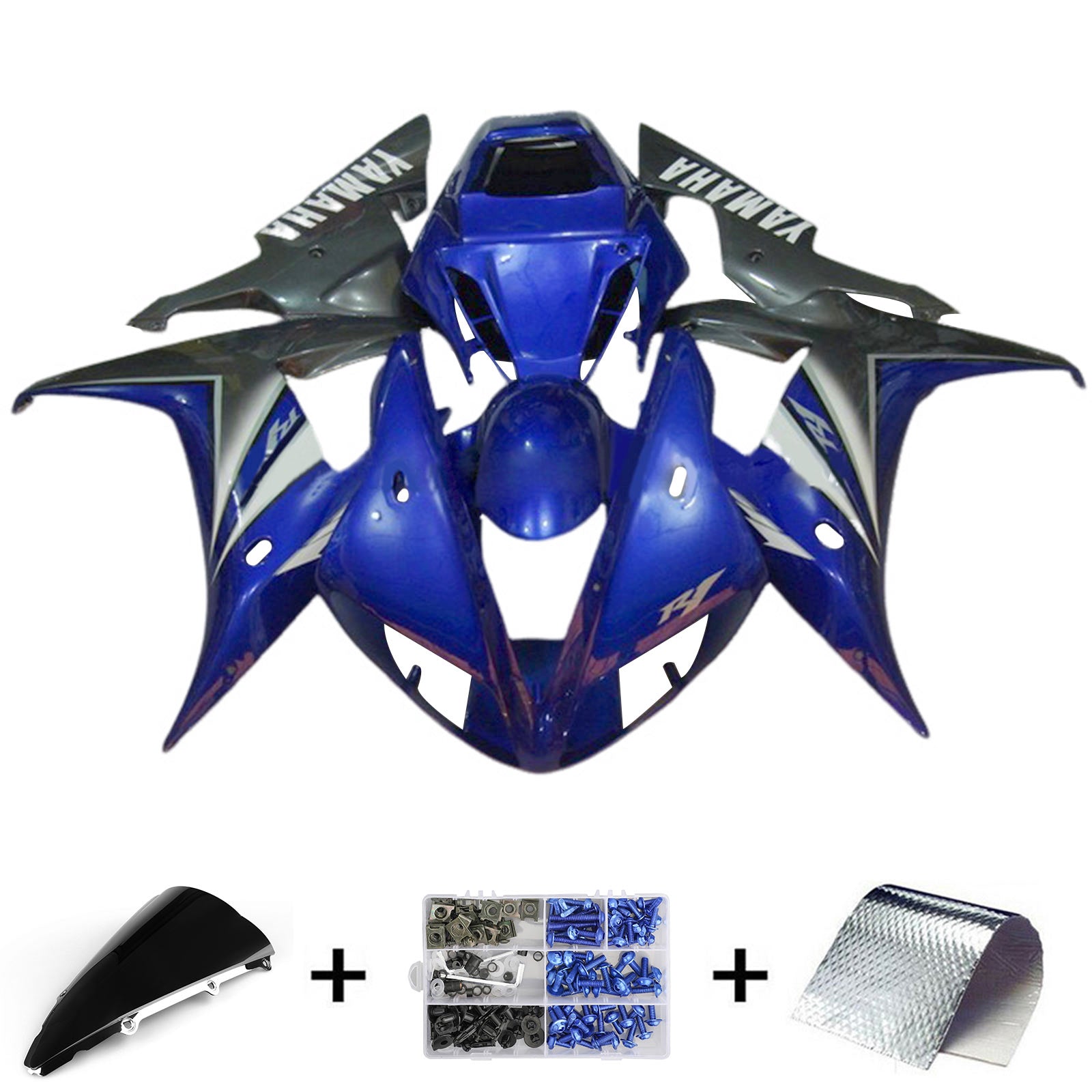 Amotopart 2002-2003 Yamaha YZF R1 Kit de carenado azul gris