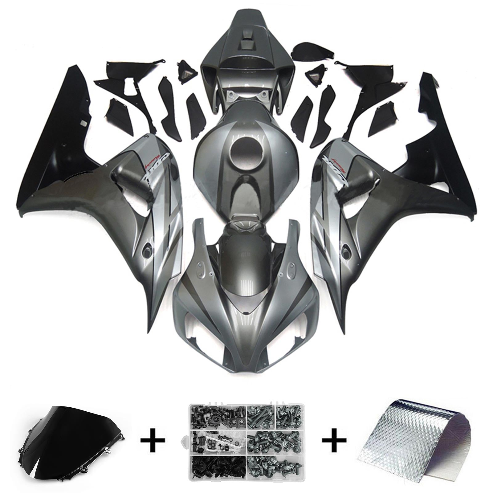 Amotopart 2006-2007 Honda CBR1000RR Kit de carenado gris y plateado