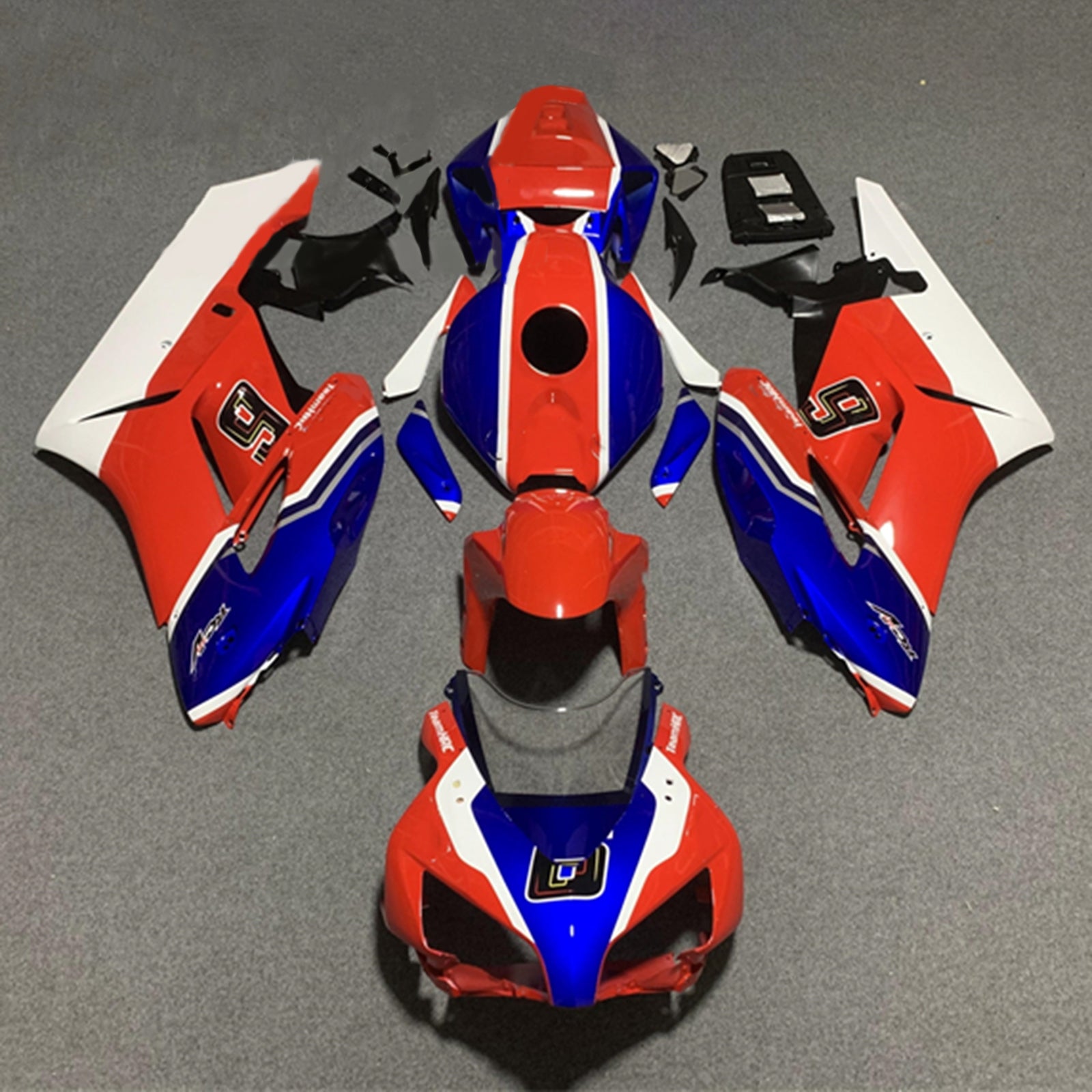 Amotopart 2004-2005 Honda CBR1000RR Rojo Azul Estilo 2 Kit de carenado