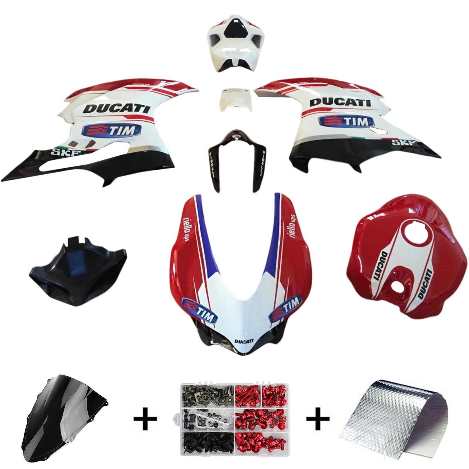 Amotopart 2015-2020 Ducati 1299 959 レッド&ホワイト Style1 フェアリングキット