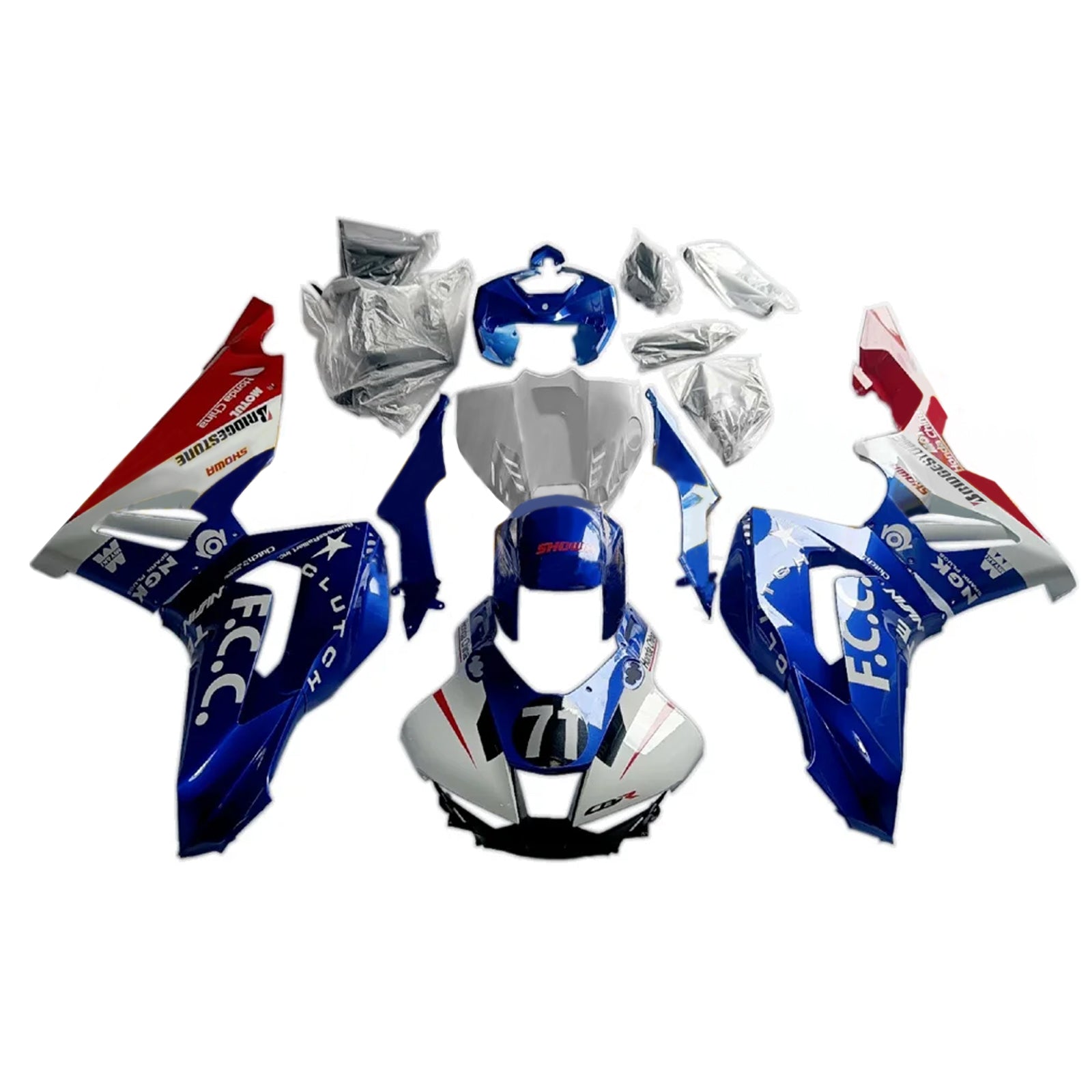 Amotopart 2020-2023 CBR1000RR-R Kit de carénage bleu et rouge Honda