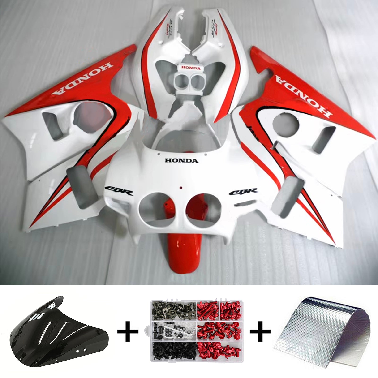 Amotopart 1987-1989 Honda CBR400RR NC23 Kit de carénage blanc et rouge