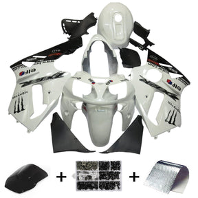 Amotopart 2000-2001 Kawasaki ZX12R Glossy Black White Fairing Kit