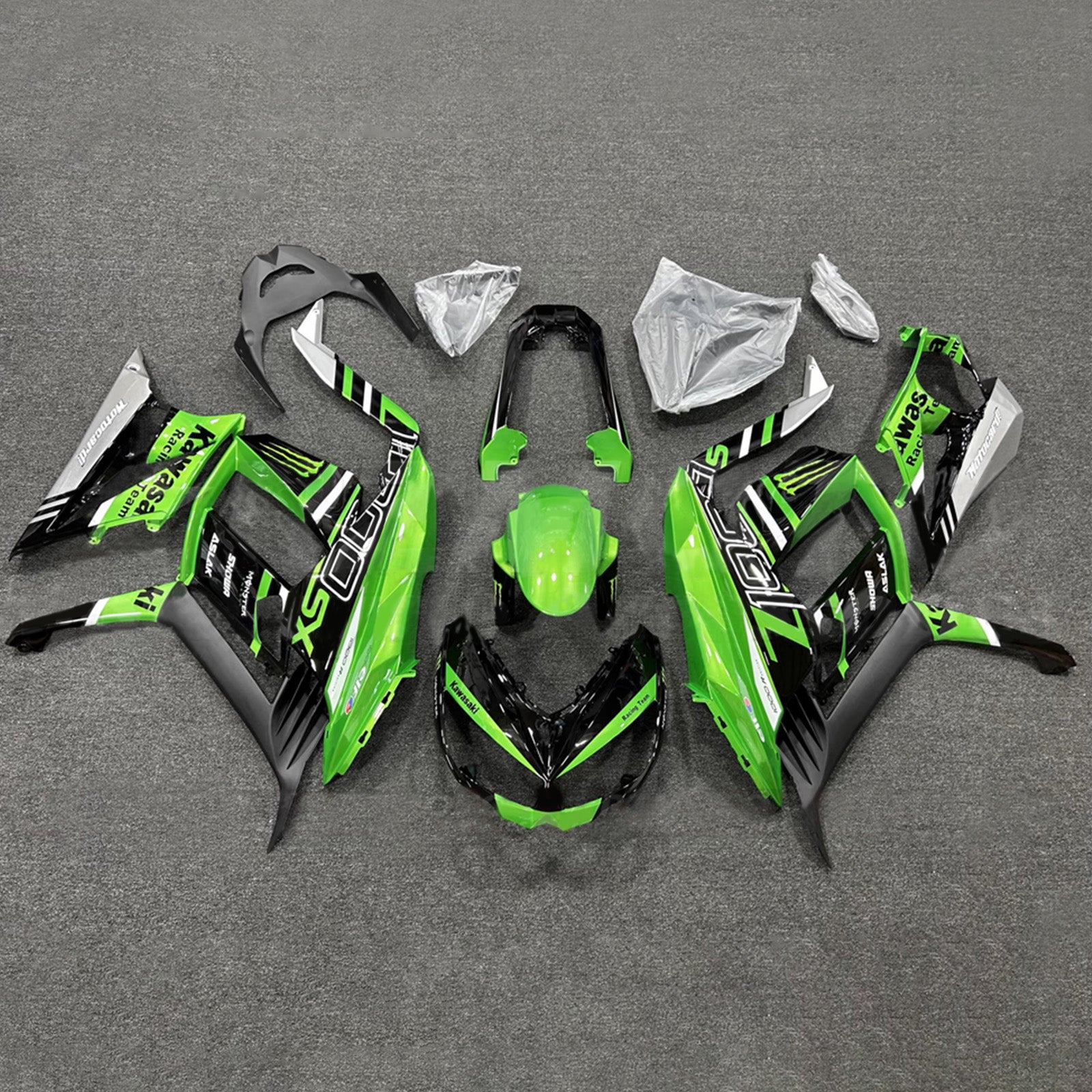 Amotopart 2010–2015 Kawasaki Z1000SX Schwarz Grün Verkleidungsset