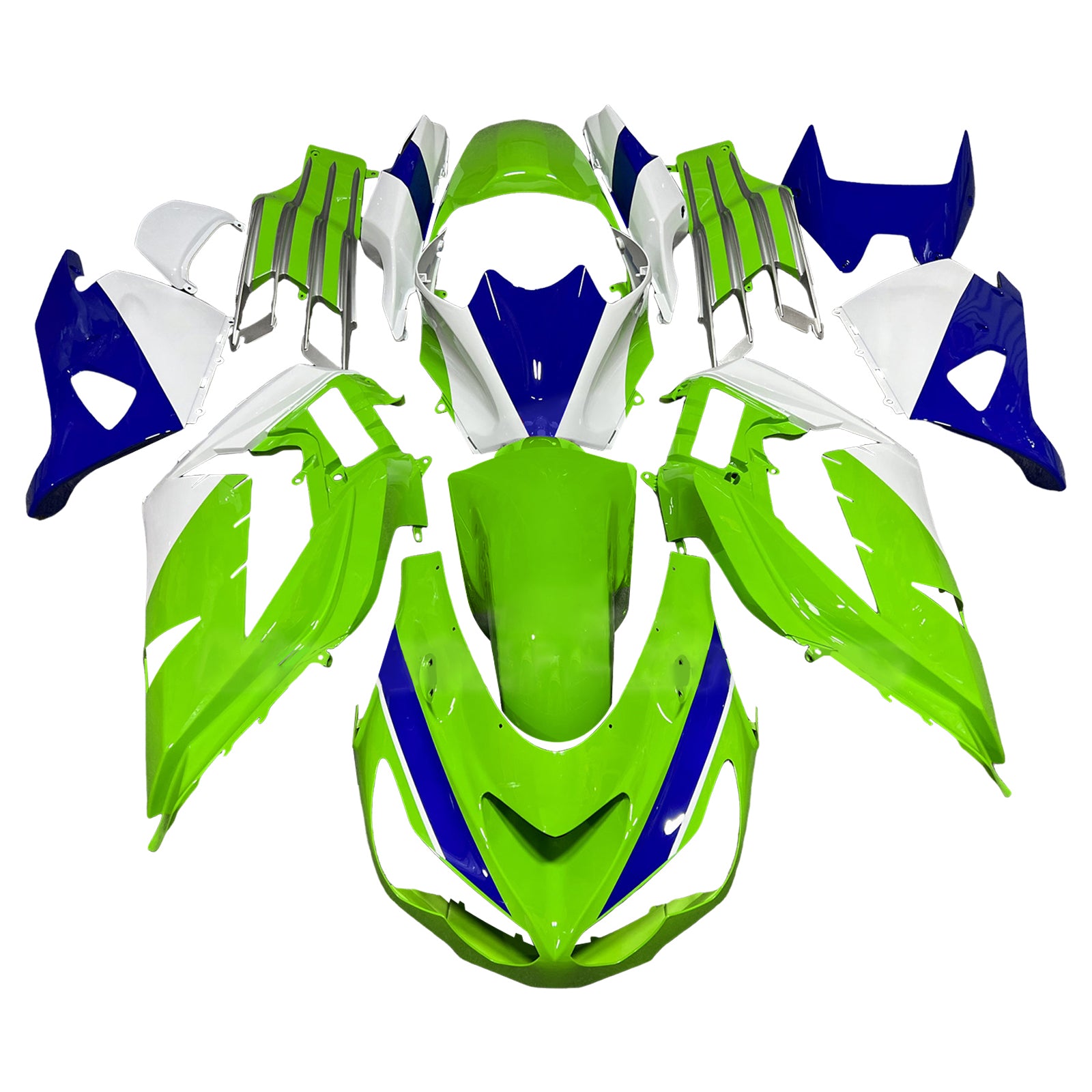 Amotopart 2012-2025 Kawasaki ZX14R ZZR1400 Green White Fairing Kit