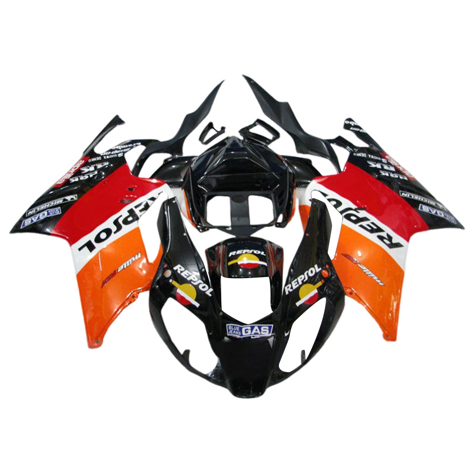 Amotopart 2003–2006 Aprilia RSV1000 Rot und Orange Repjol-Verkleidungsset