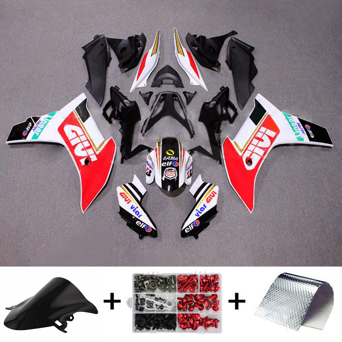 Amotopart 2011-2013 CBR600F Honda Rouge et blanc avec kit de carénage logos