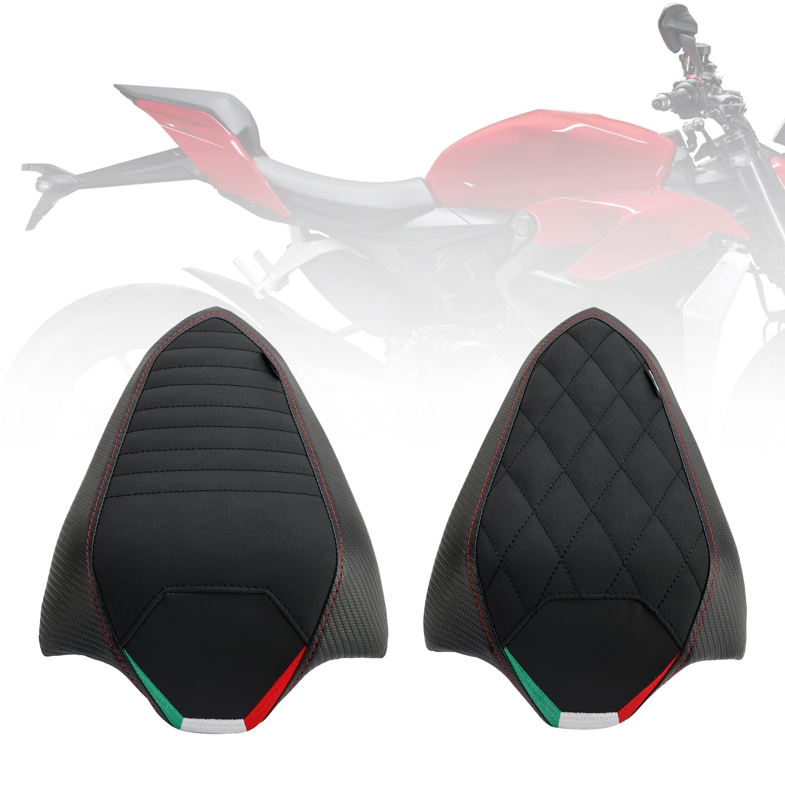 Cojín del asiento trasero del pasajero plano Pu apto para DU Streetfighter V2 2022-2023 grid carbon