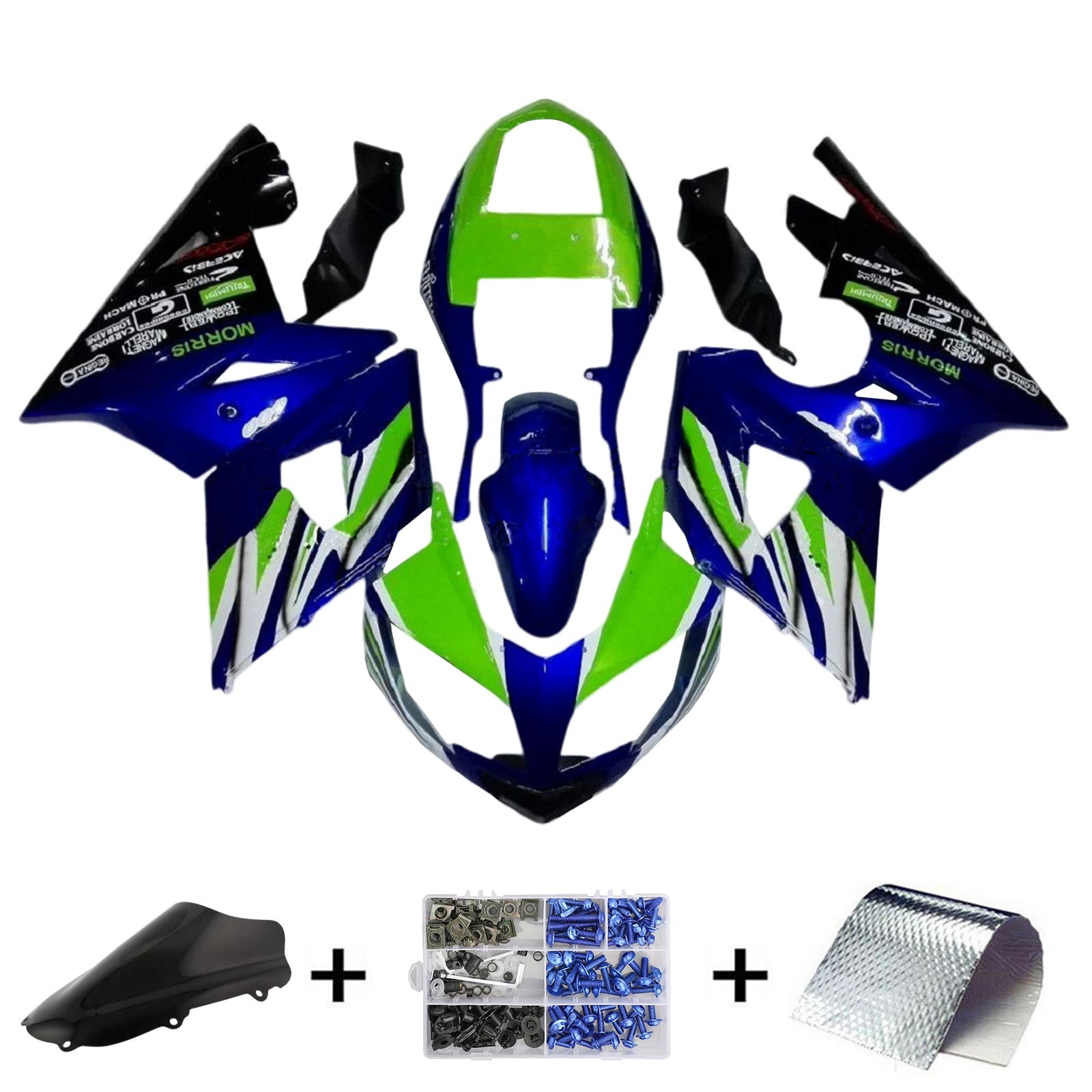 Amotopart 2002-2005 Triumph Daytona 600 650 Blue&Green Fairing Kit