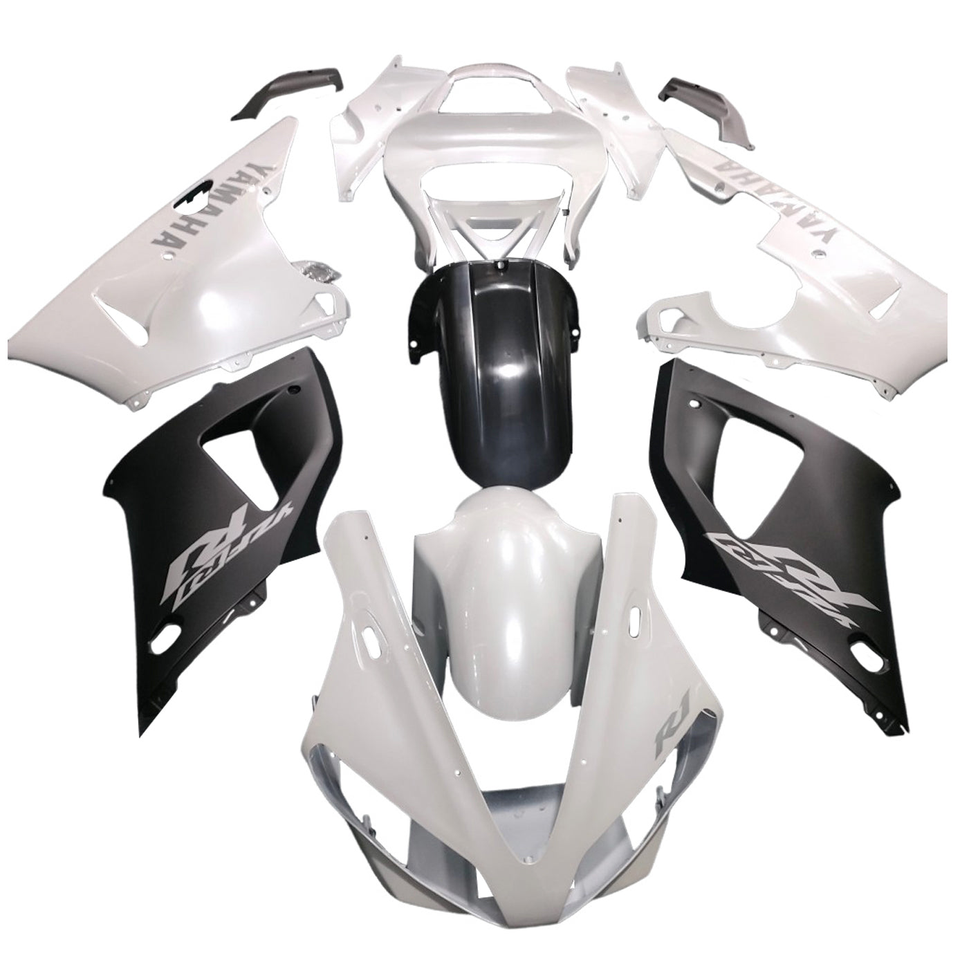 Amotopart 2000-2001 Yamaha YZF 1000 R1 Glossy Black White Fairing Kit