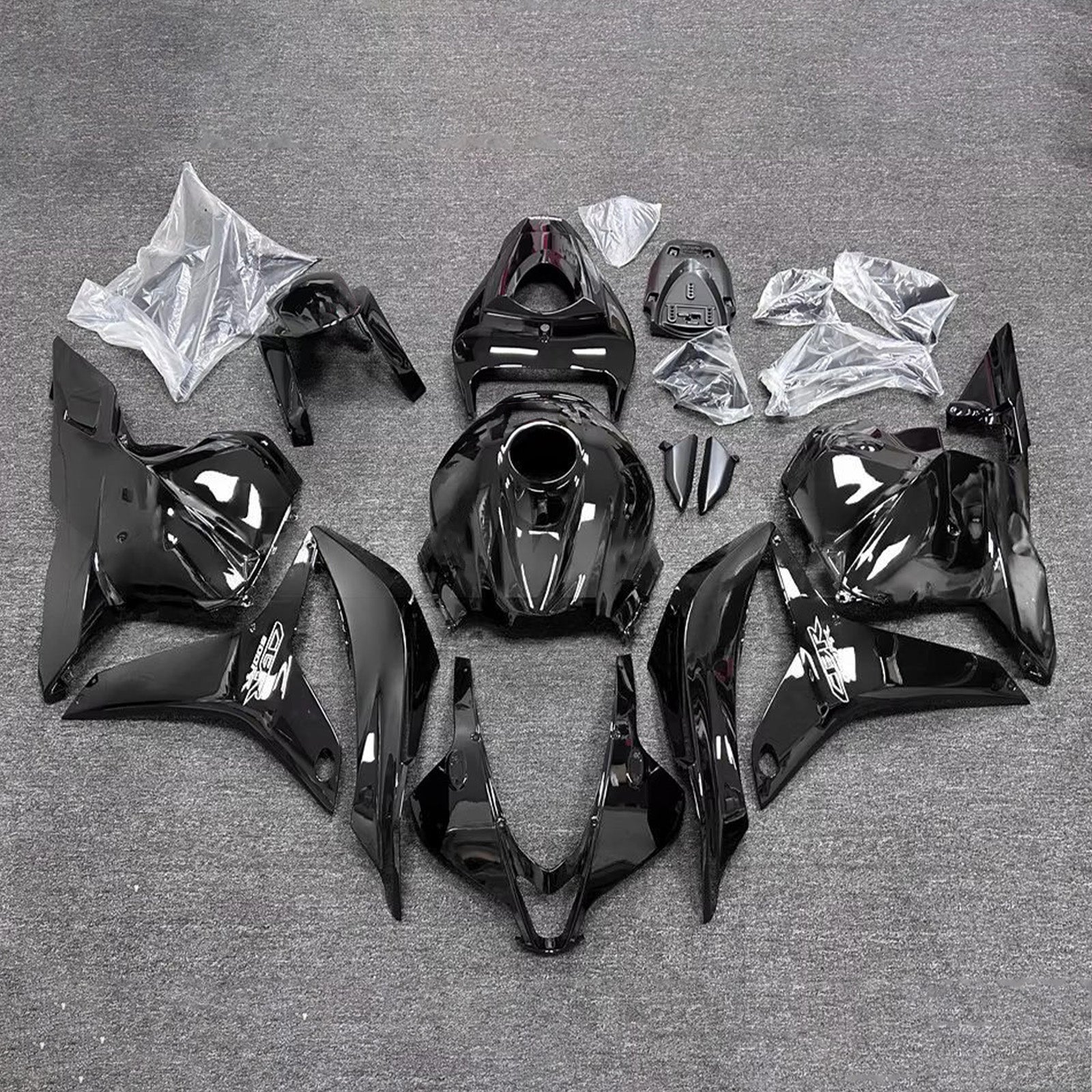 Amotopart 2009–2012 Honda CBR600RR glänzend schwarzes Verkleidungsset