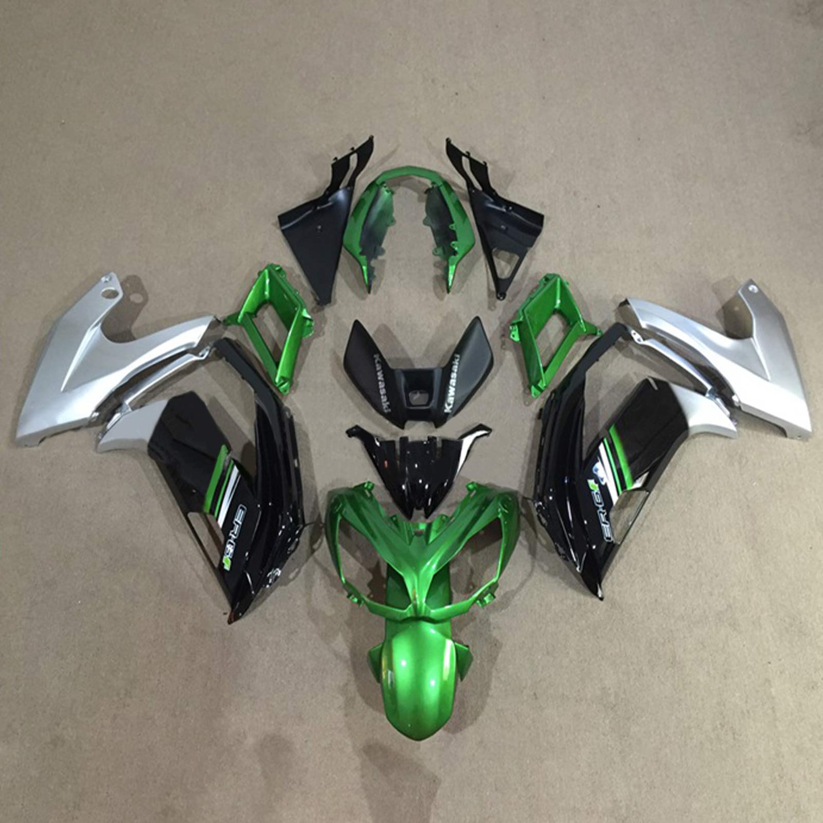 Amotopart 2012-2016 Kawasaki ER6F/Ninja650 Black Green Fairing Kit