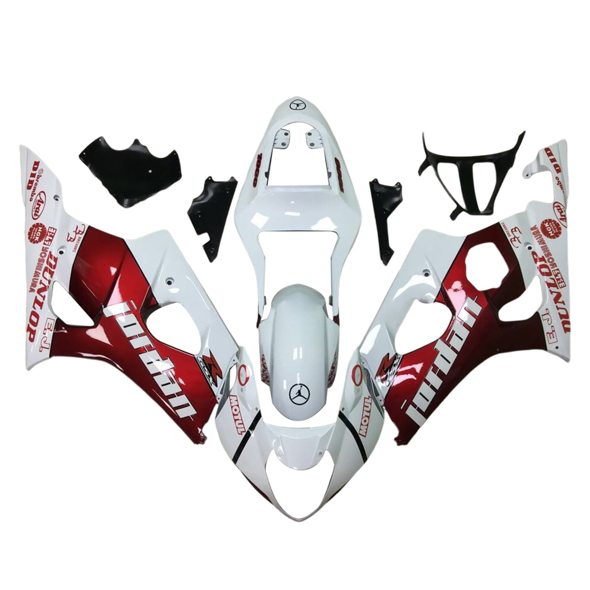 Amotopart 2003-2004 K3 GSXR1000 Suzuki Kit de carénage rouge brillant et blanc