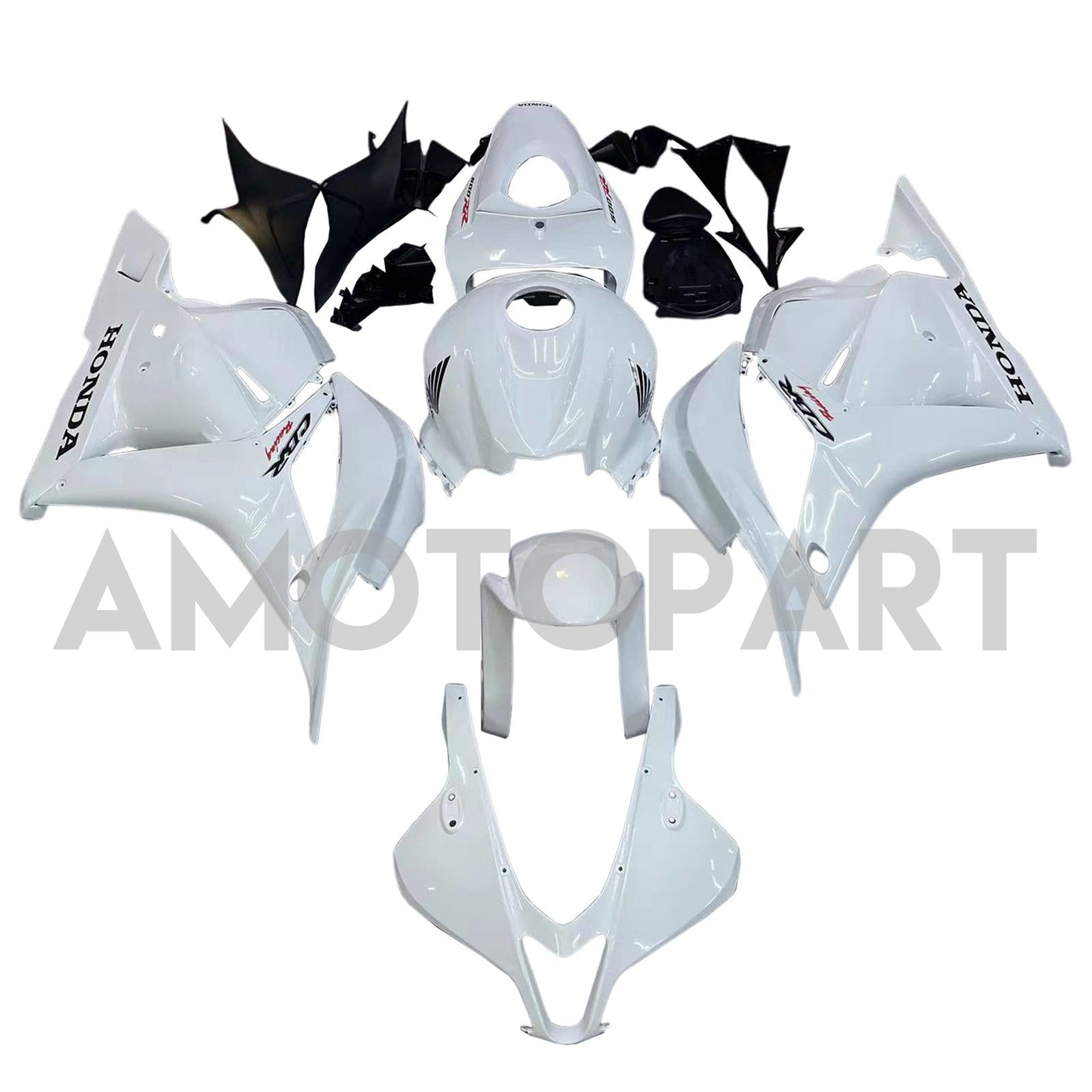 Amotopart 2009-2012 Honda CBR600RR White Black Fairing Kit
